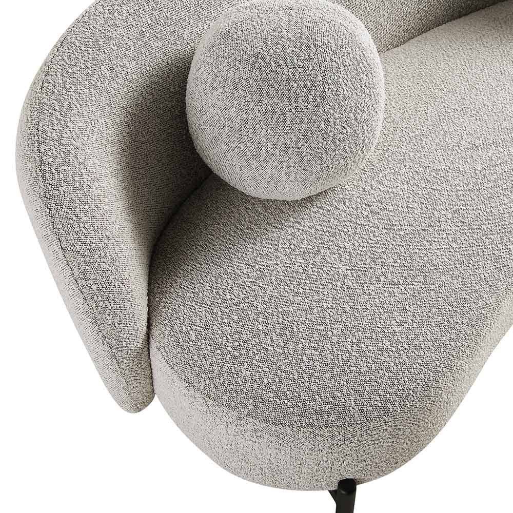 Amboise 3-Seater Curved Sofa with Ball Cushions, Mist Grey Boucle - Image 12