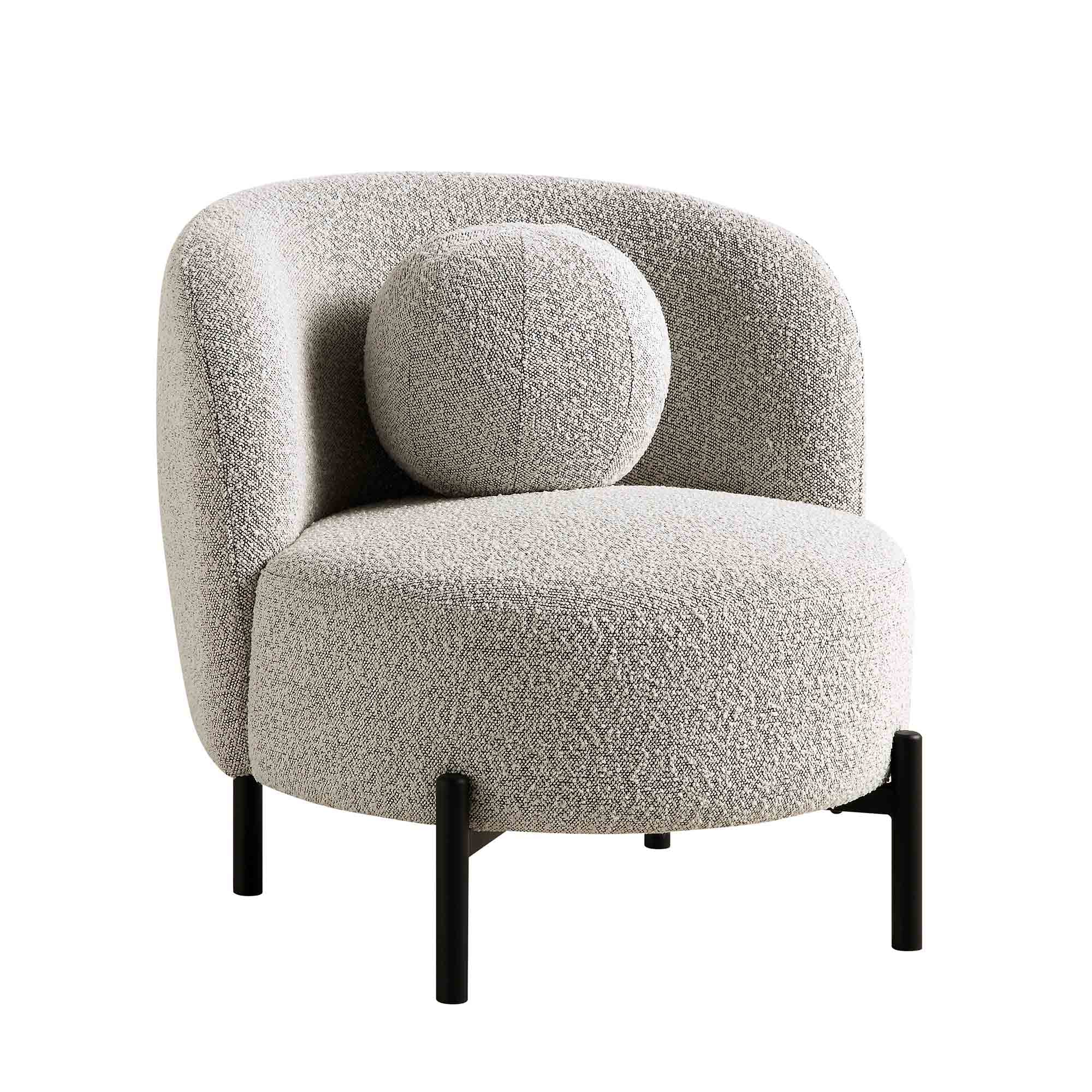 Amboise Armchair with Ball Cushion, Mist Grey Boucle - Image 6