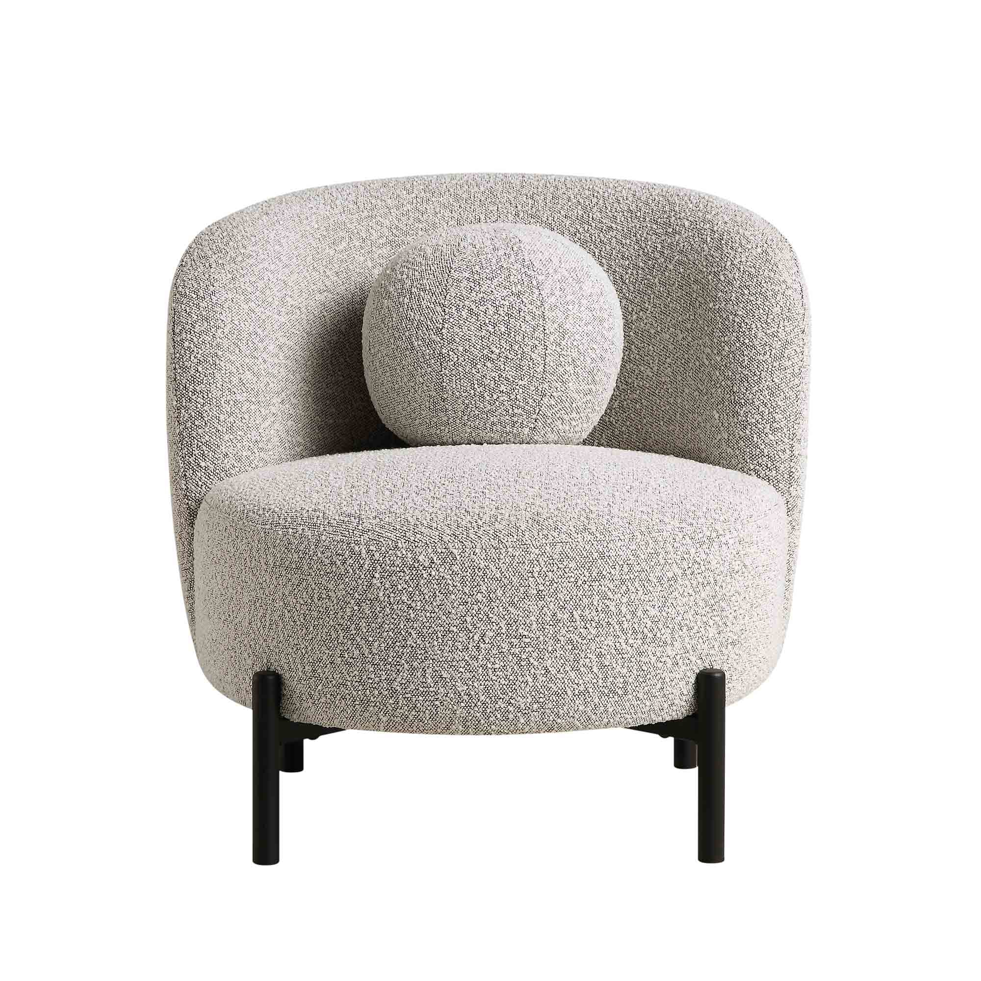 Amboise Armchair with Ball Cushion, Mist Grey Boucle - Image 7