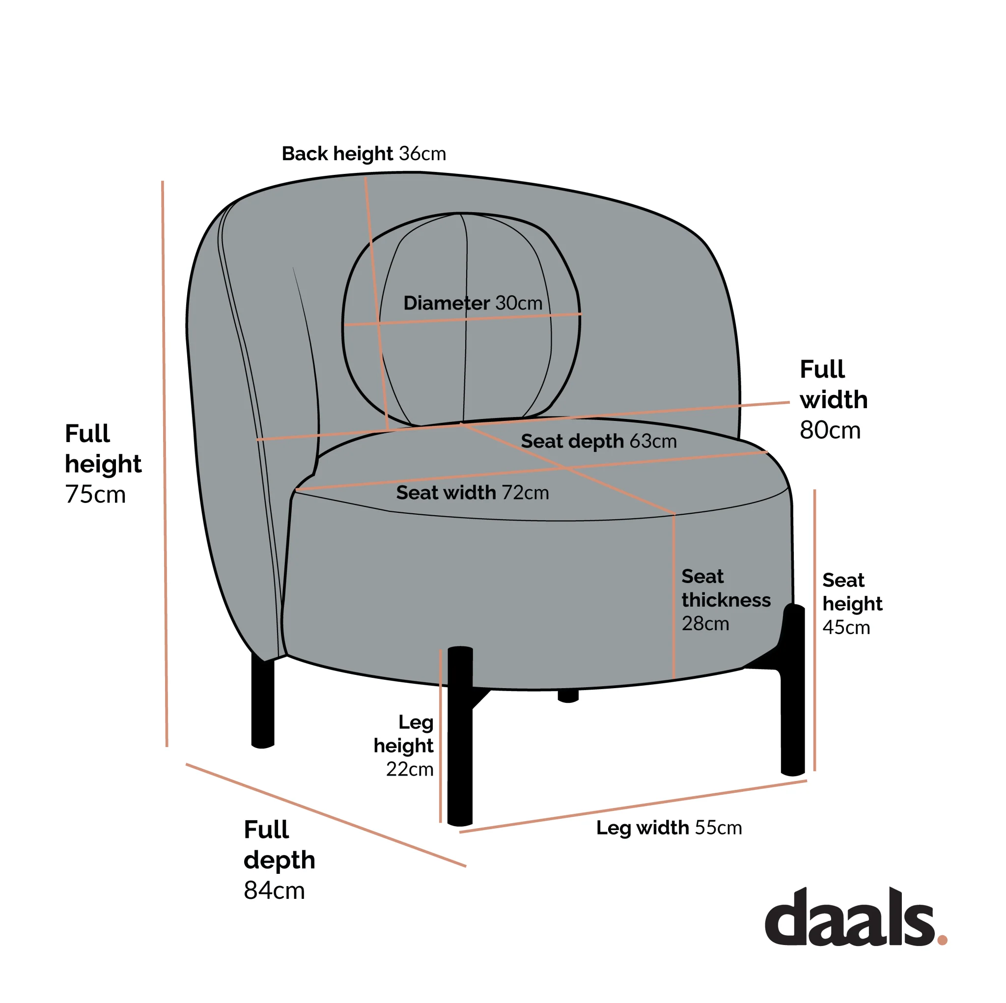 Amboise Armchair with Ball Cushion, Brick Boucle - Image 9