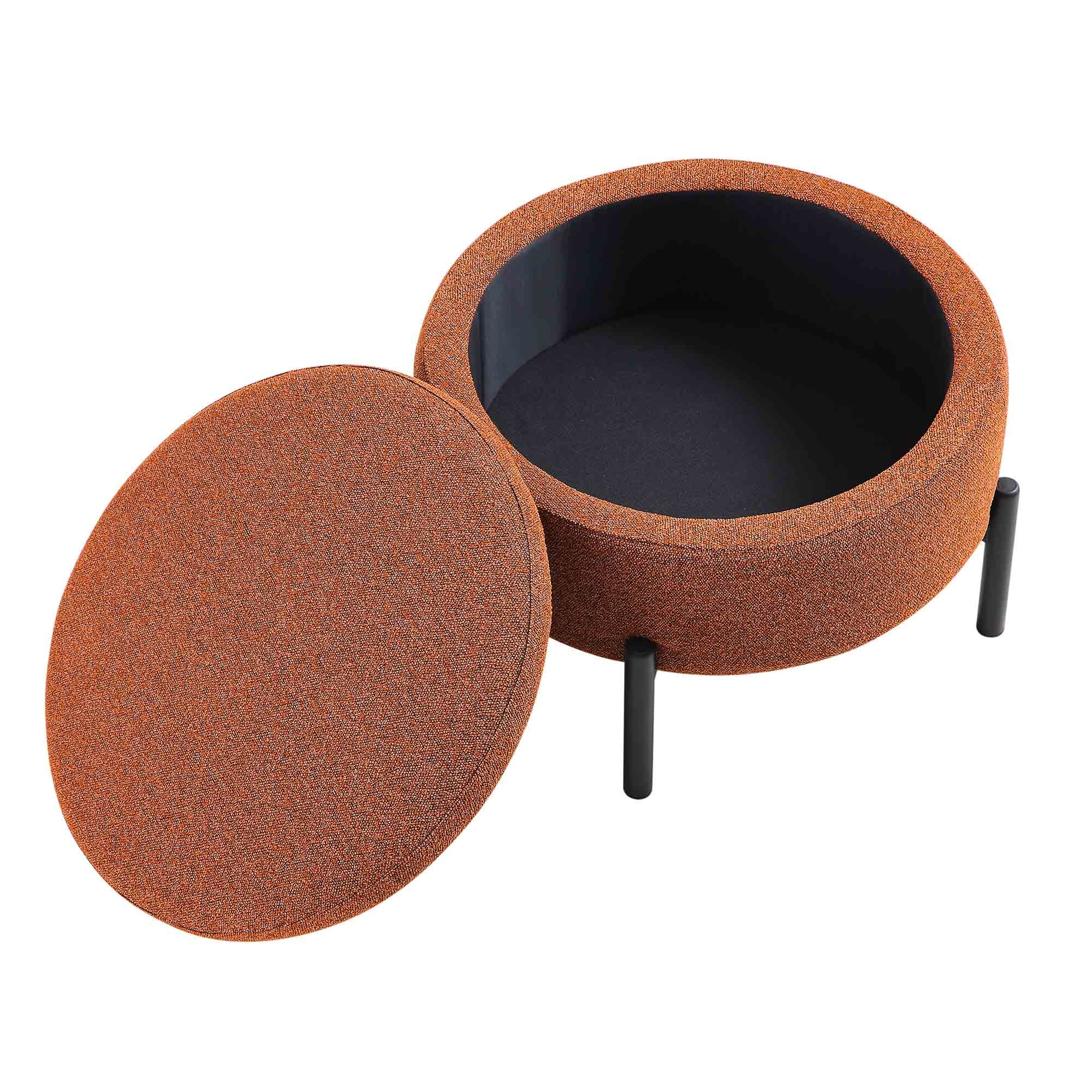 Amboise Round Storage Pouffe, Brick Boucle - Image 5