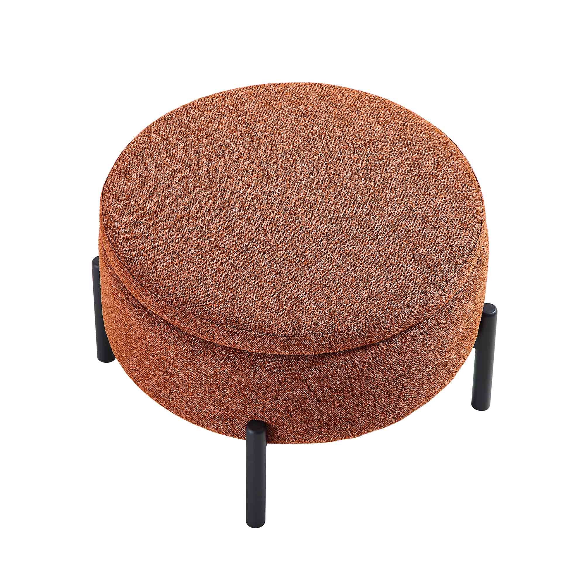 Amboise Round Storage Pouffe, Brick Boucle - Image 7