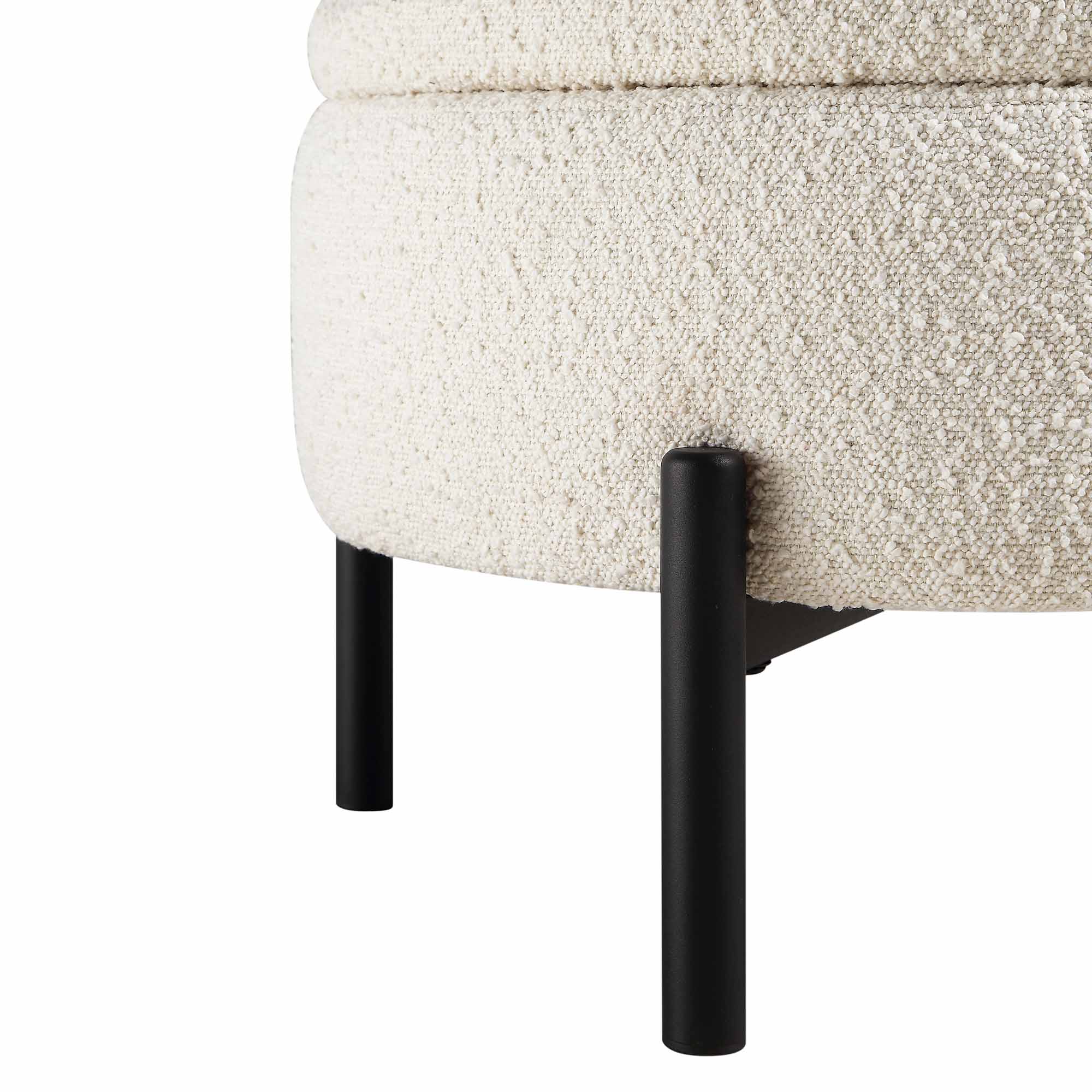 Amboise Round Storage Pouffe, Ecru Boucle - Image 10