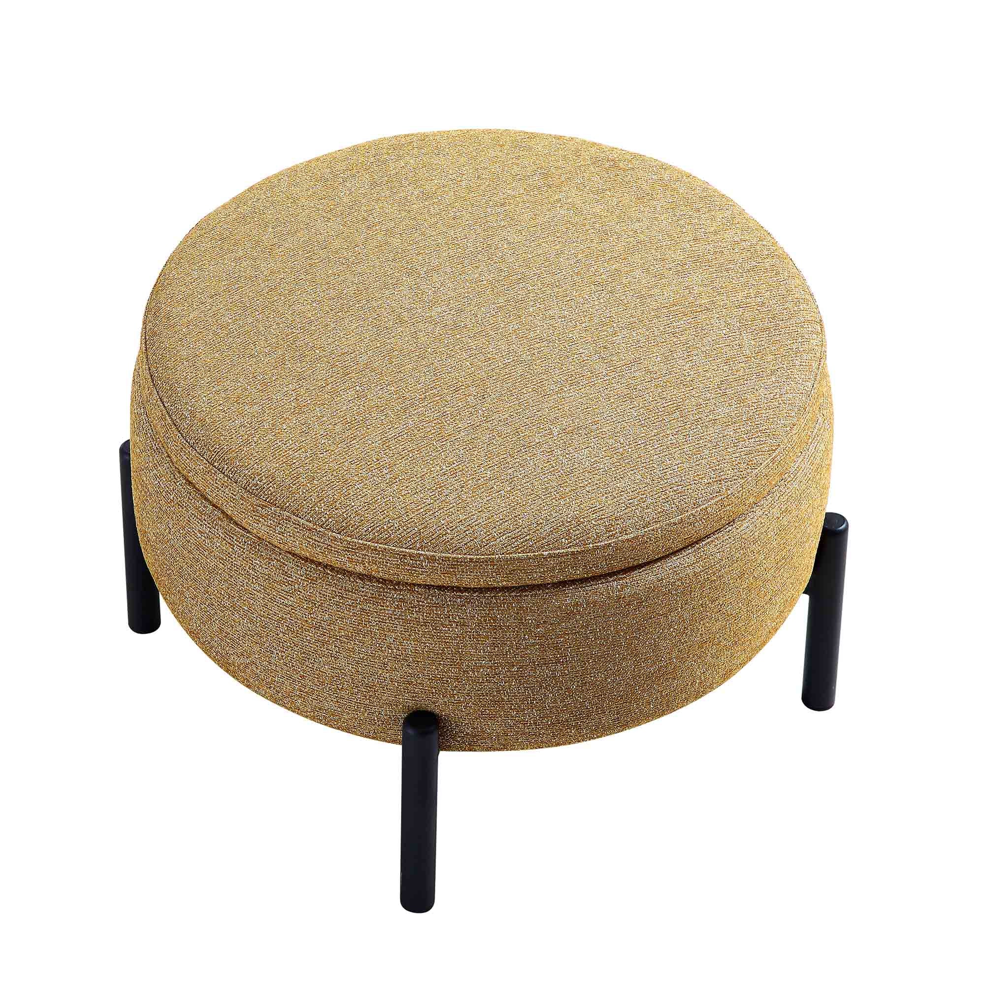 Amboise Round Storage Pouffe, Marigold Textured Fabric - Image 5
