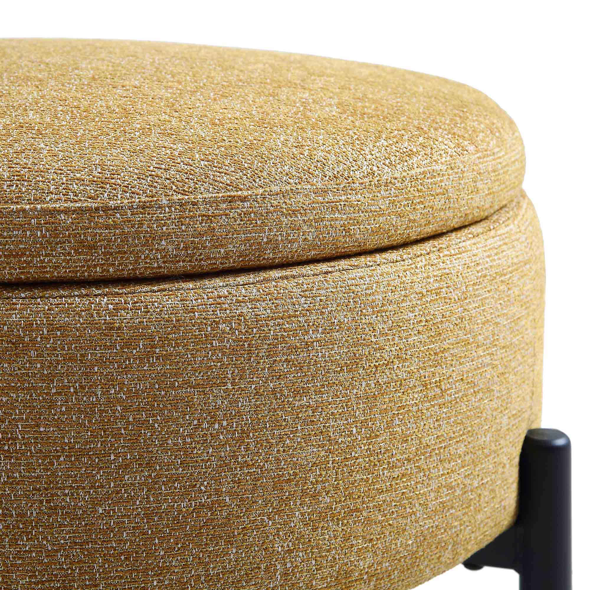 Amboise Round Storage Pouffe, Marigold Textured Fabric - Image 8