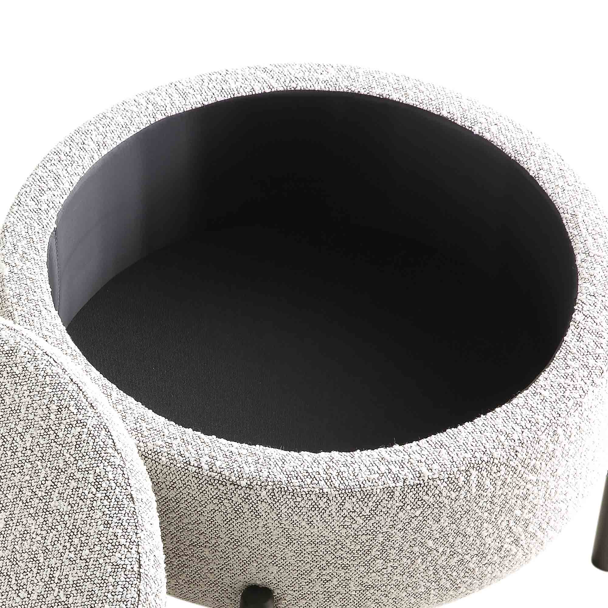 Amboise Round Storage Pouffe, Mist Grey Boucle - Image 10