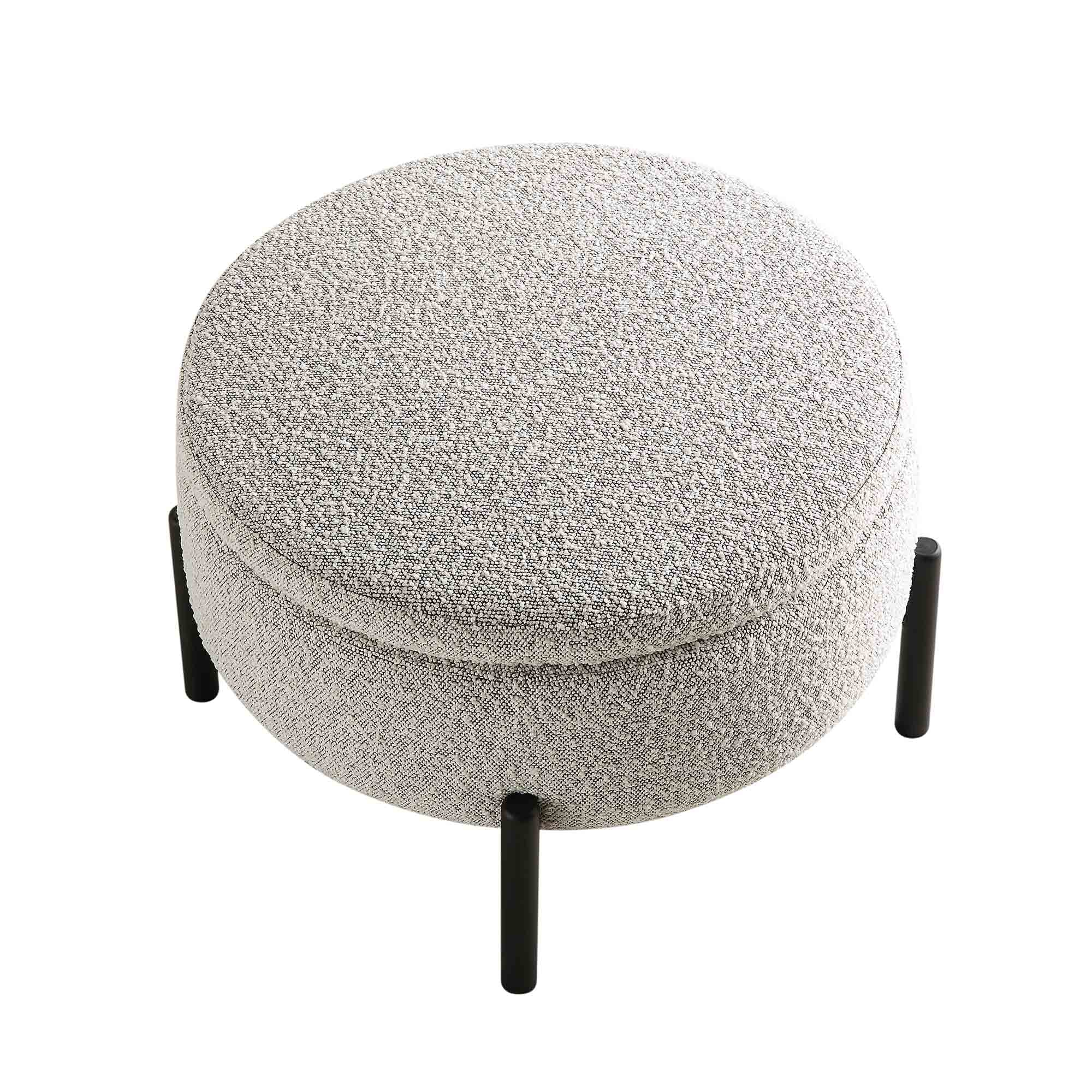 Amboise Round Storage Pouffe, Mist Grey Boucle - Image 5