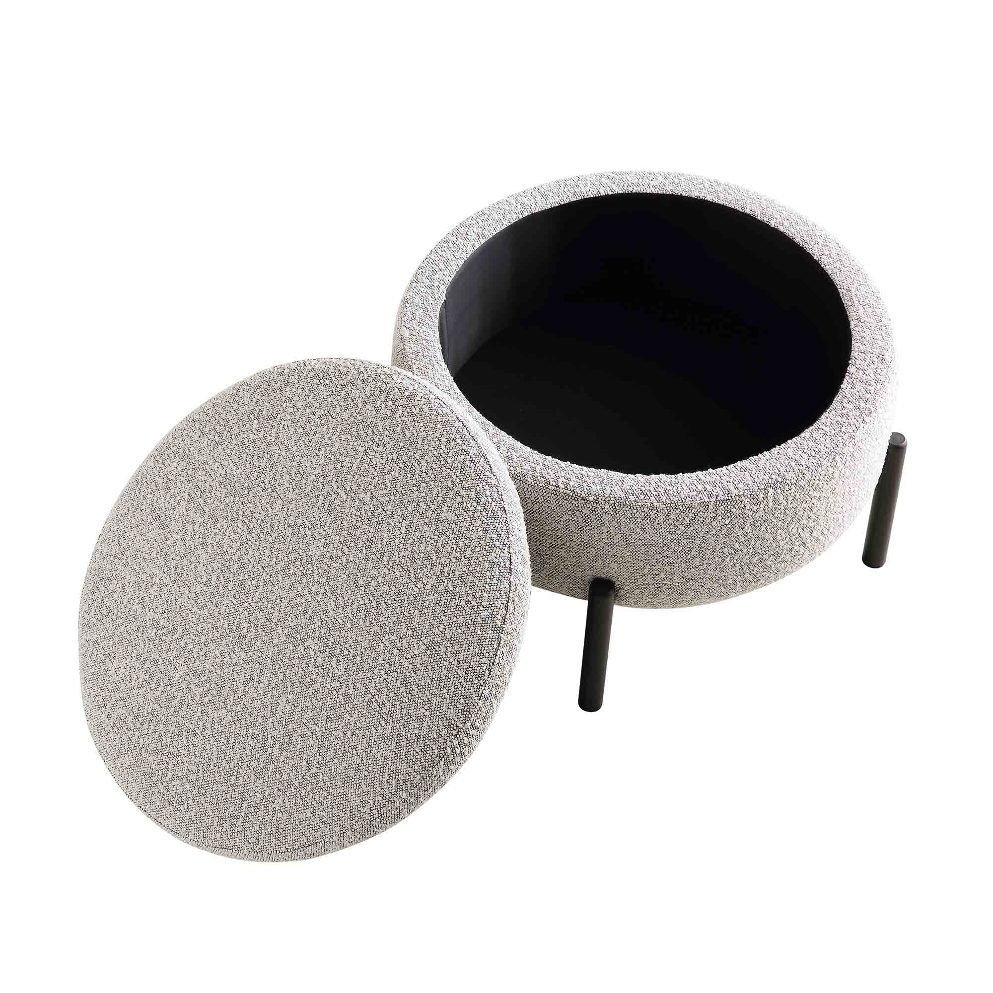 Amboise Round Storage Pouffe, Mist Grey Boucle - Image 7