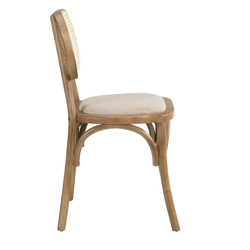 Anya Set of 2 Cane Rattan and Upholstered Dining Chairs, Natural Colour - Image 5