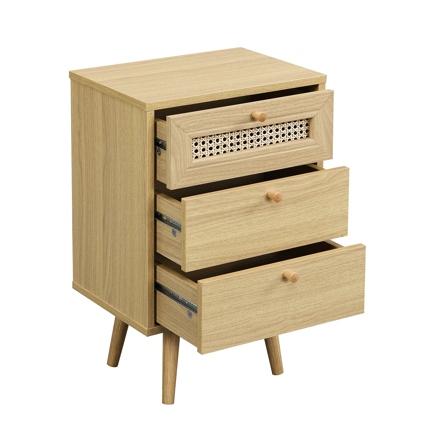 Anya Woven Rattan 3-Drawer Bedside Table in Natural Colour - Image 6