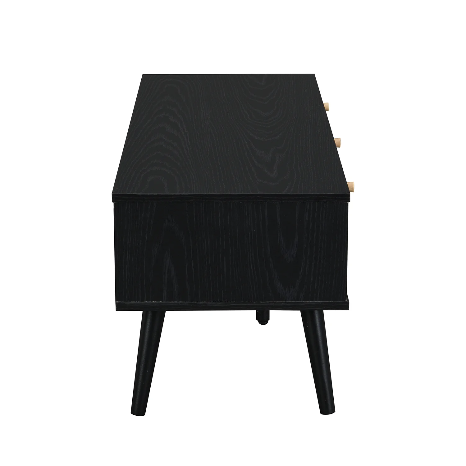 Anya Woven Rattan 3-Drawer TV Unit in Black - Image 4