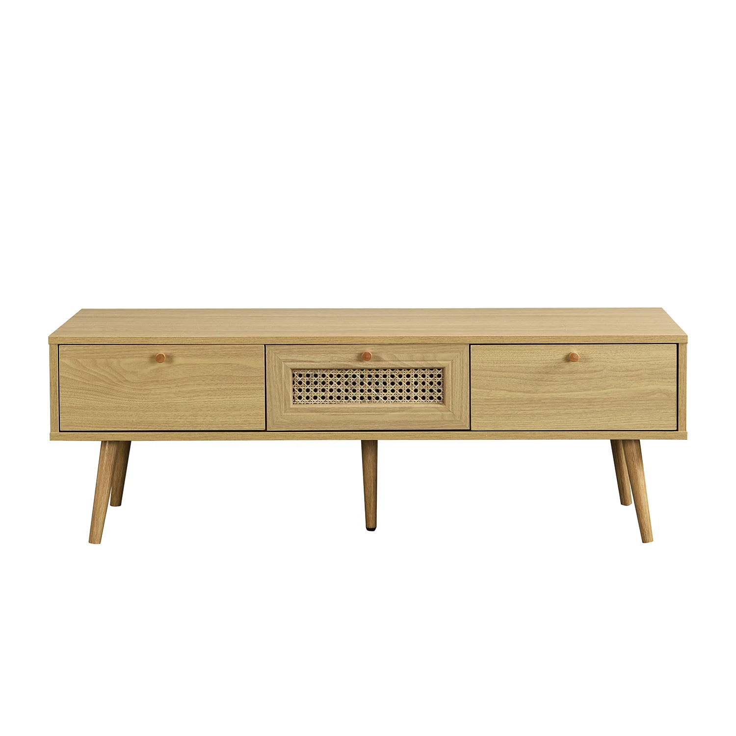 Anya Woven Rattan 3-Drawer TV Unit in Natural - Image 3