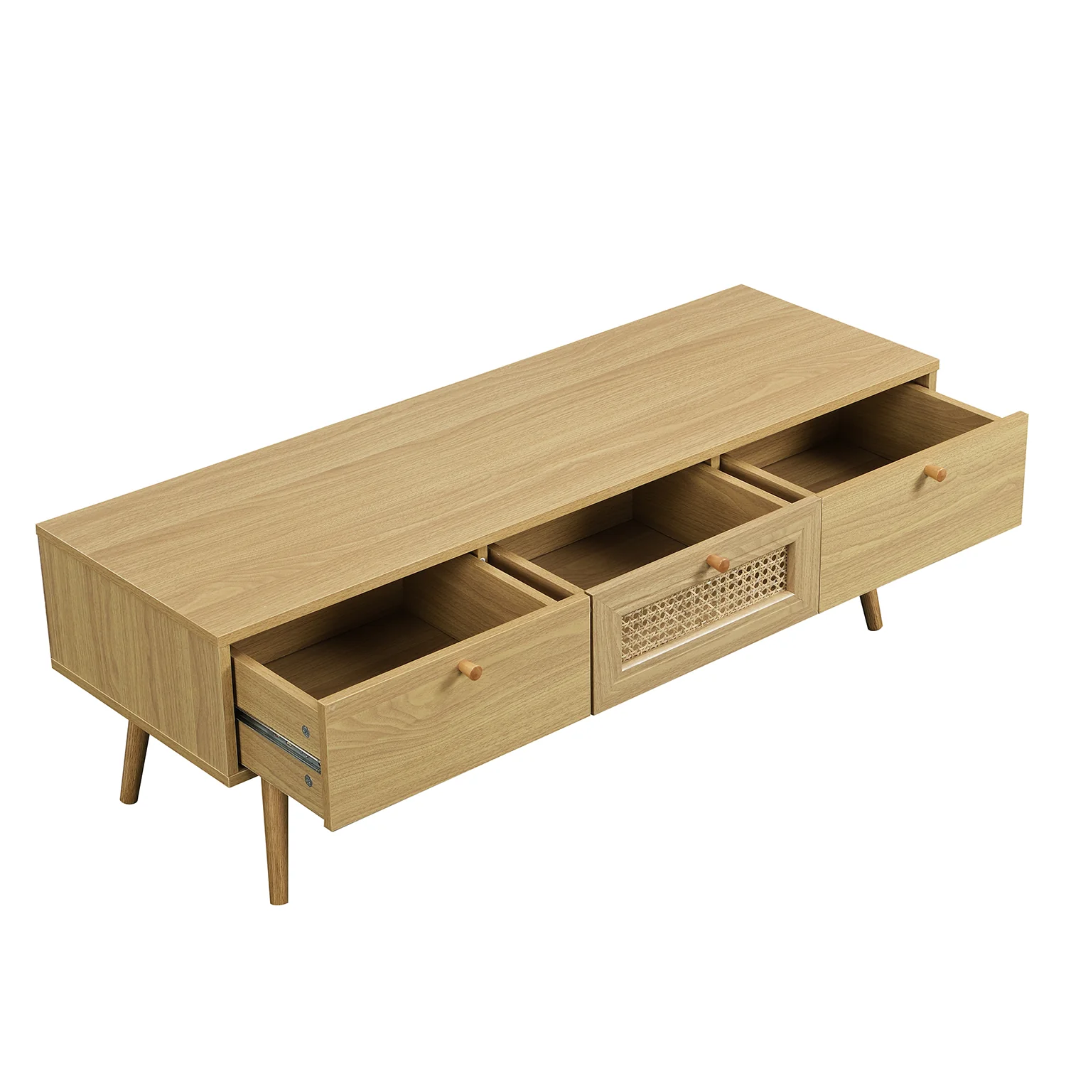 Anya Woven Rattan 3-Drawer TV Unit in Natural - Image 4