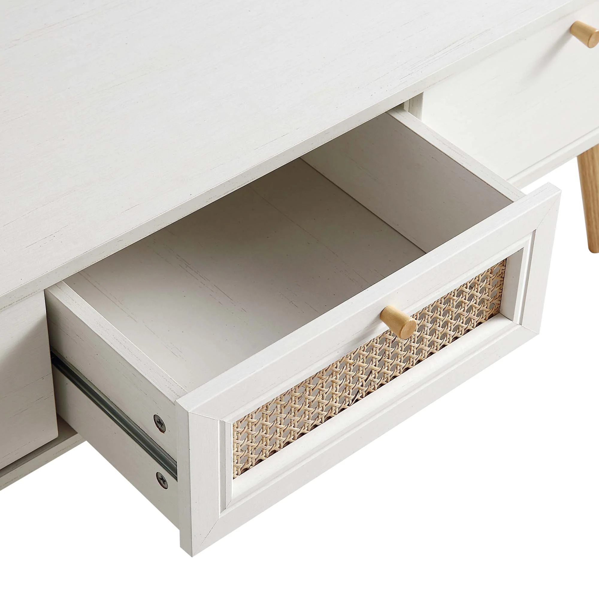 Anya Woven Rattan 3-Drawer TV Unit in White - Image 9