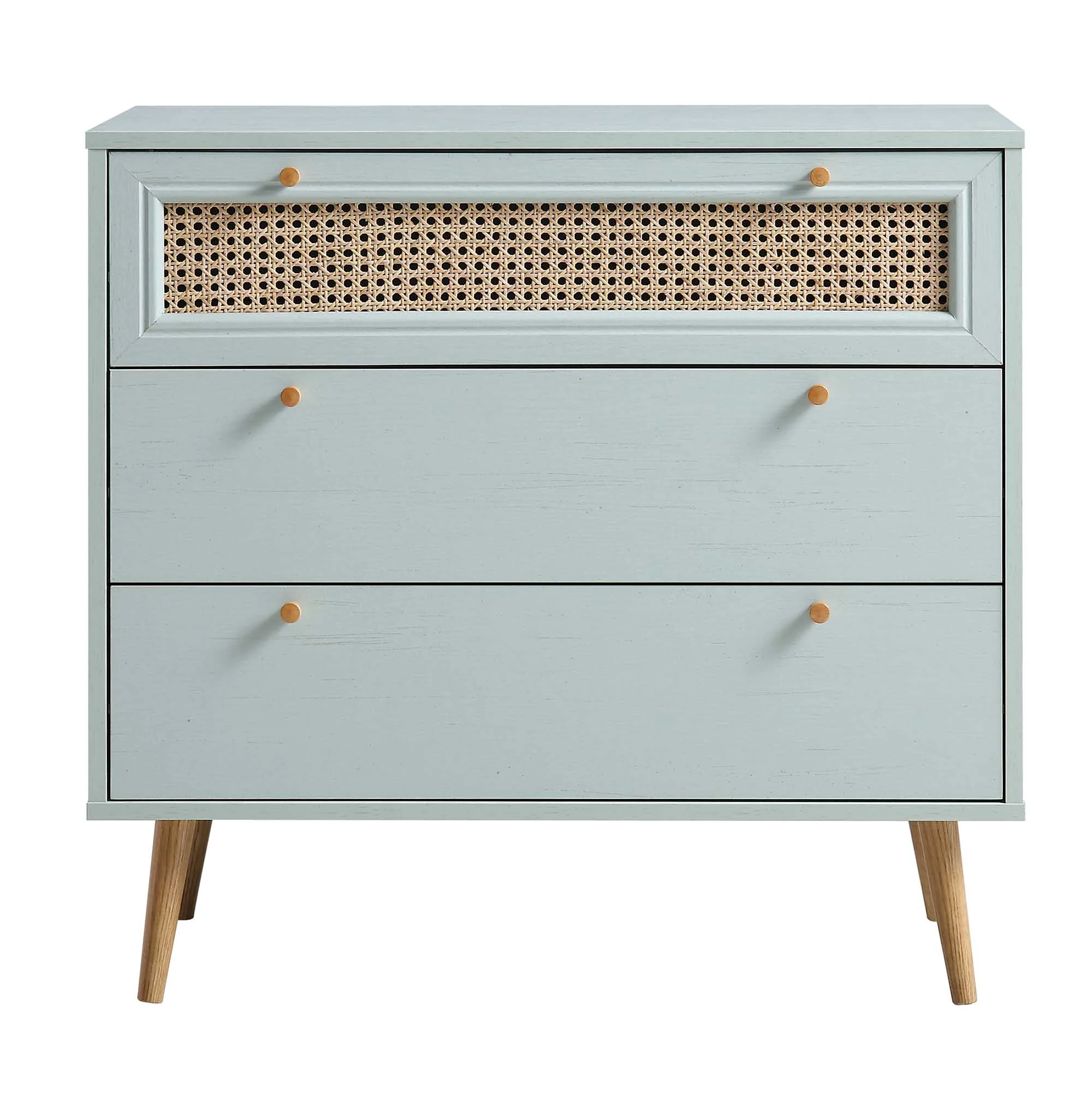 Anya Woven Rattan Chest of 3 Drawer in Mint Colour - Image 3