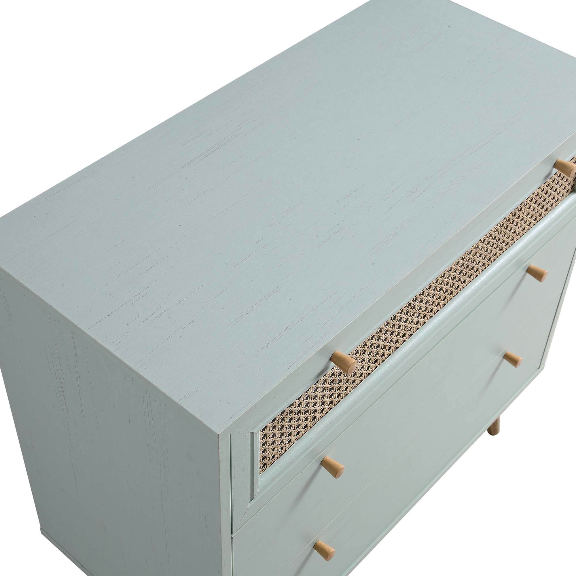 Anya Woven Rattan Chest of 3 Drawer in Mint Colour - Image 9