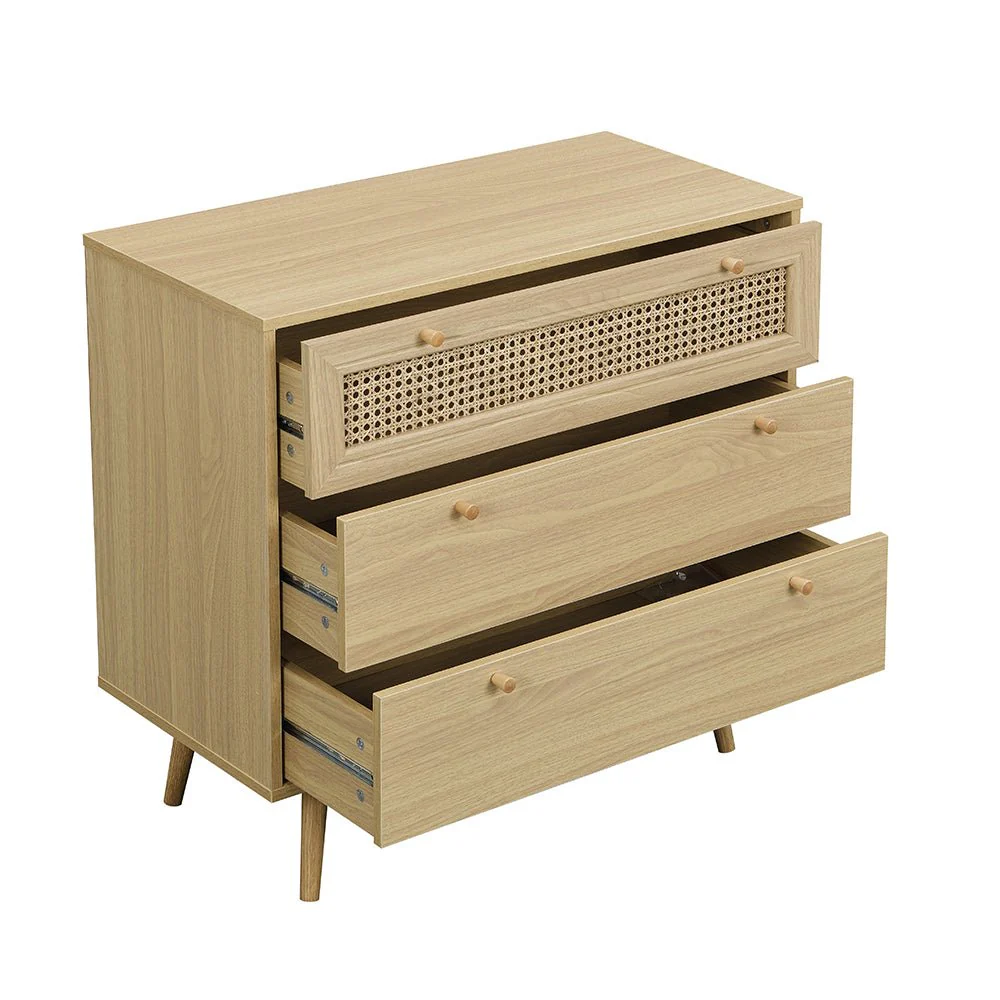 Anya Woven Rattan Chest of 3 Drawer in Natural Colour - Image 4