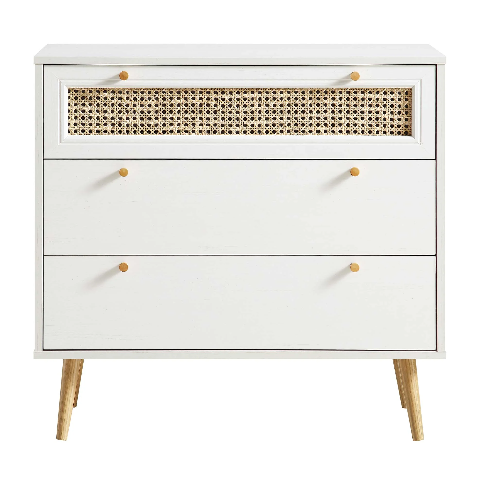 Anya Woven Rattan Chest of 3 Drawers in White - Image 4