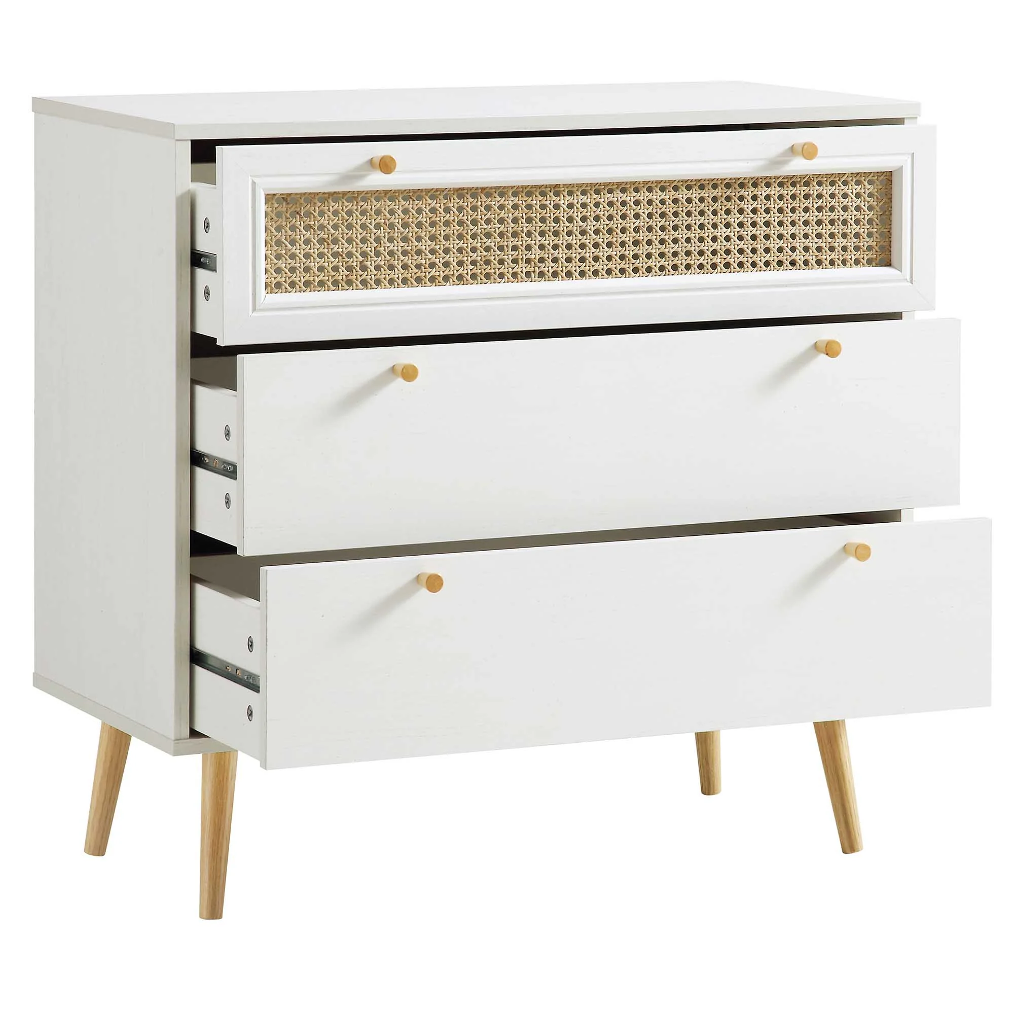 Anya Woven Rattan Chest of 3 Drawers in White - Image 6
