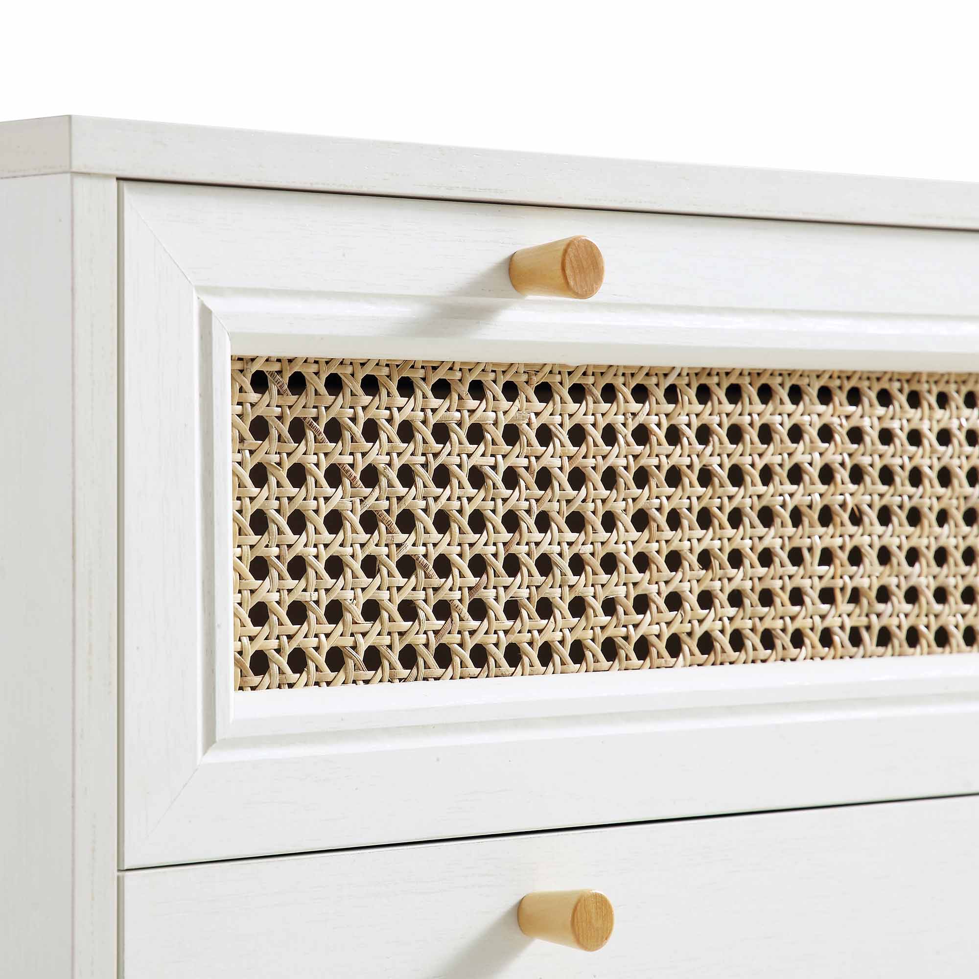 Anya Woven Rattan Chest of 3 Drawers in White - Image 8