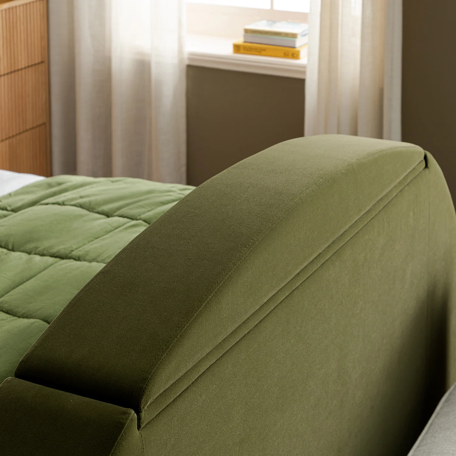 Archer Moss Green Velvet Ottoman TV Bed - Image 10