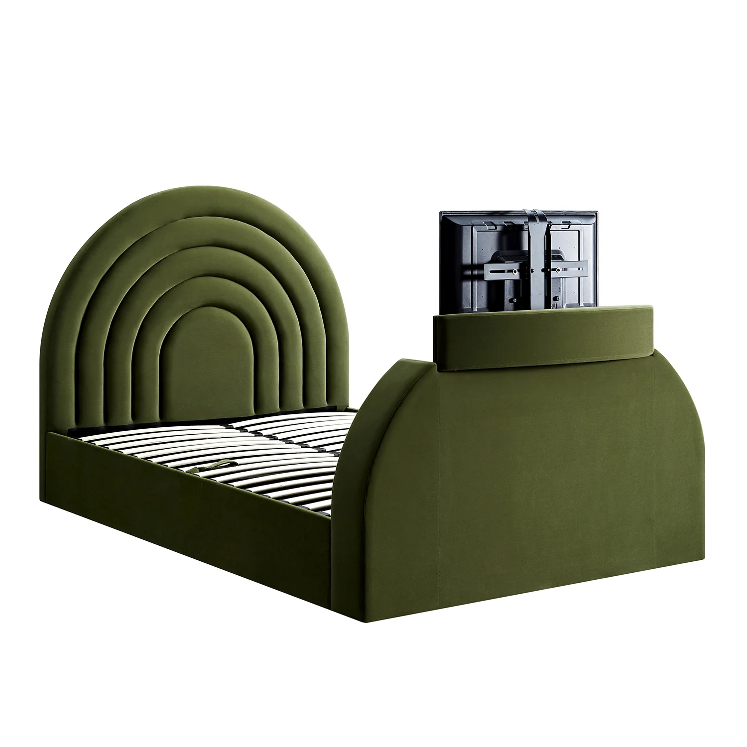 Archer Moss Green Velvet Ottoman TV Bed - Image 11