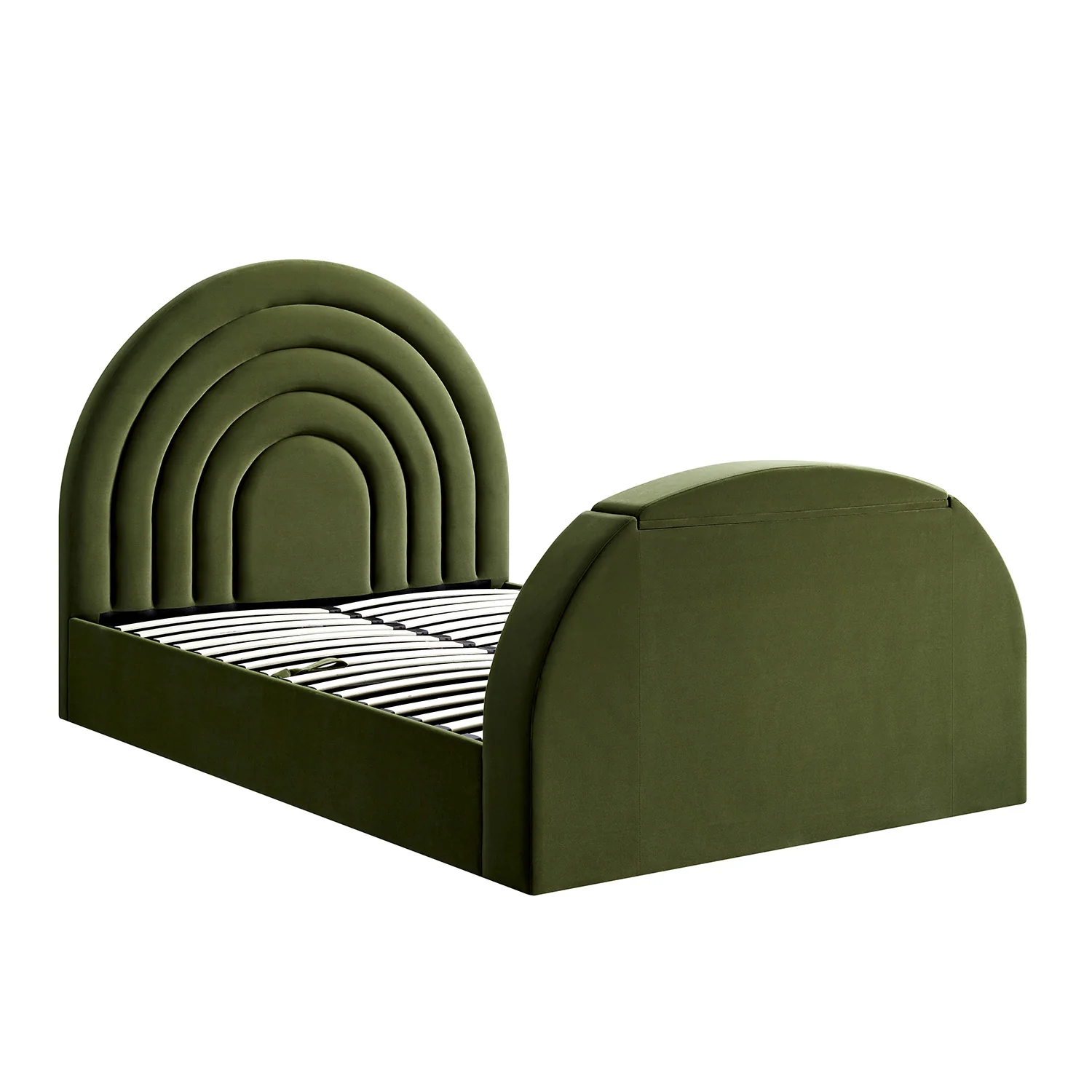 Archer Moss Green Velvet Ottoman TV Bed - Image 12
