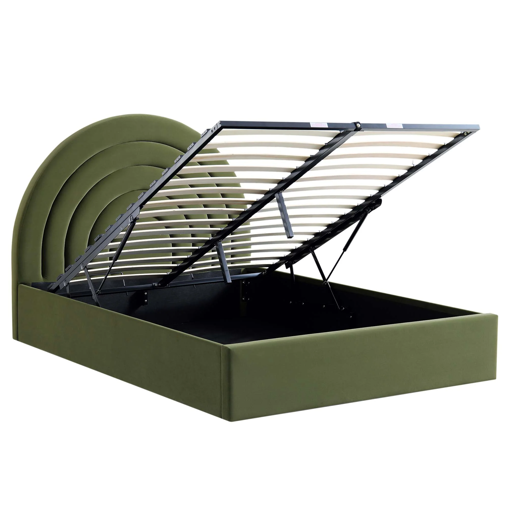 Archer Moss Green Velvet Ottoman Storage Bed - Image 4