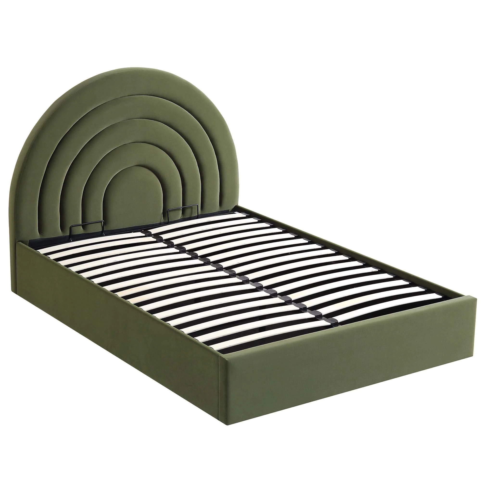 Archer Moss Green Velvet Ottoman Storage Bed - Image 6