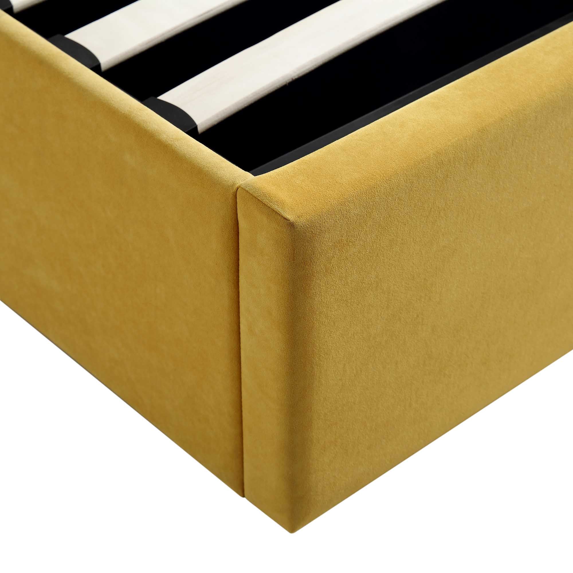 Archer Mustard Yellow Velvet Ottoman Storage Bed - Image 13