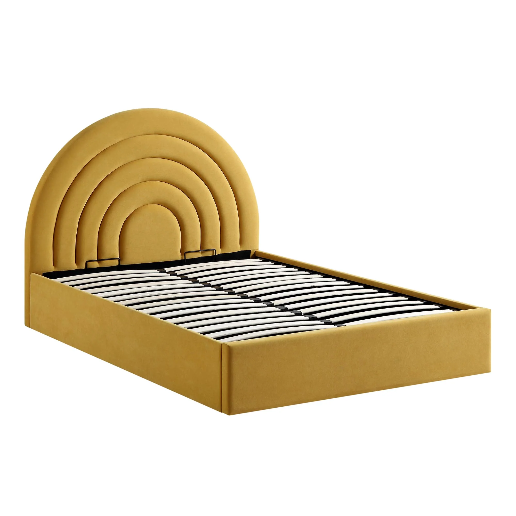 Archer Mustard Yellow Velvet Ottoman Storage Bed - Image 4