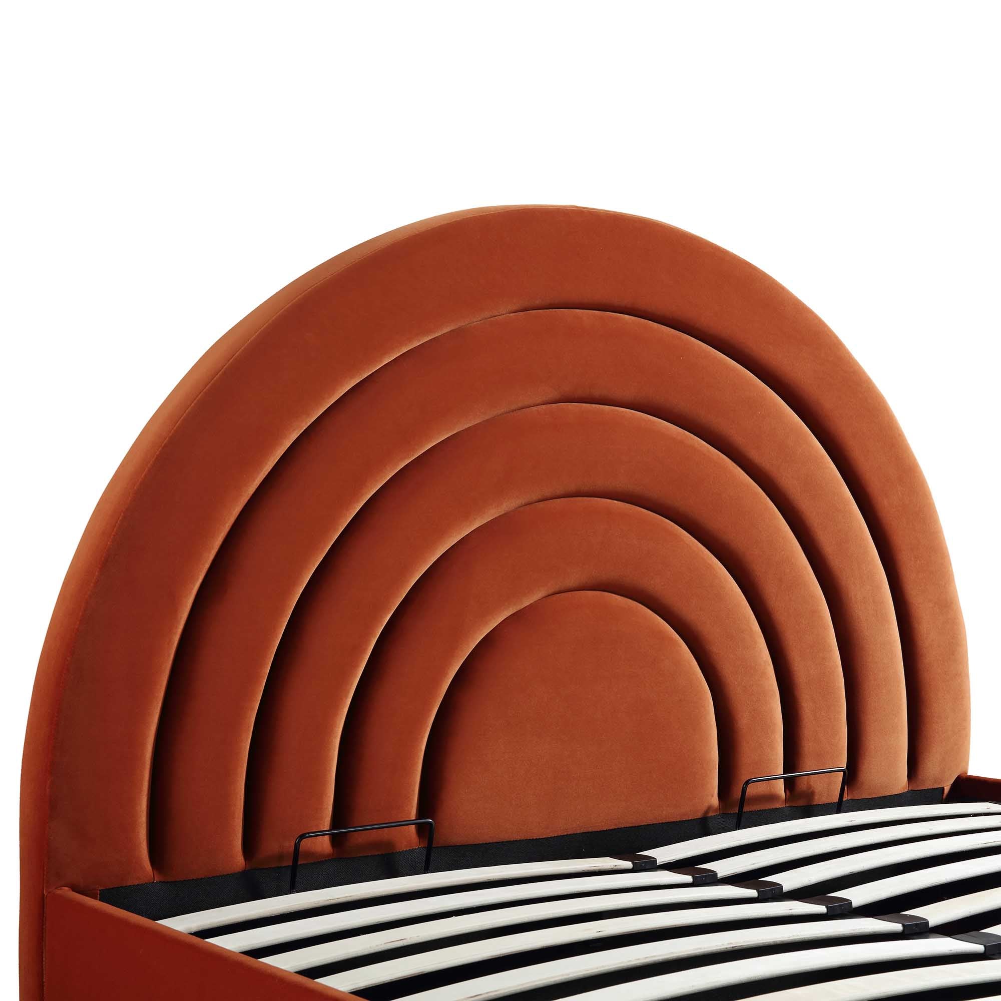 Archer Rust Velvet Ottoman Storage Bed - Image 12