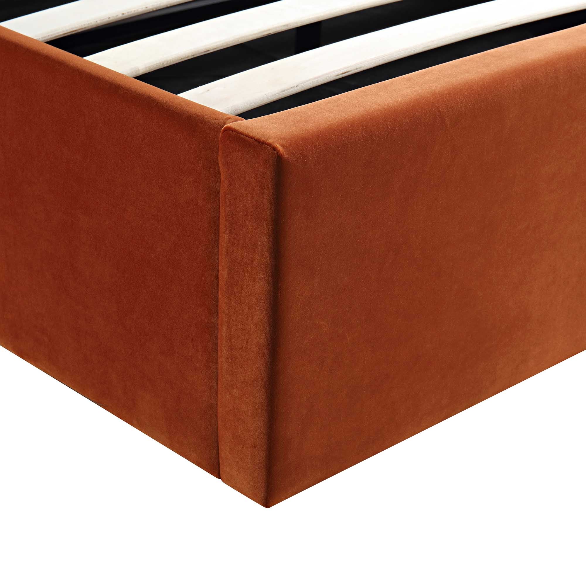 Archer Rust Velvet Ottoman Storage Bed - Image 14