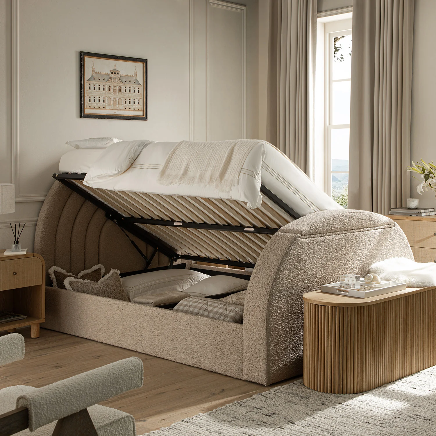 Archer Taupe Boucle Ottoman TV Bed - Image 4