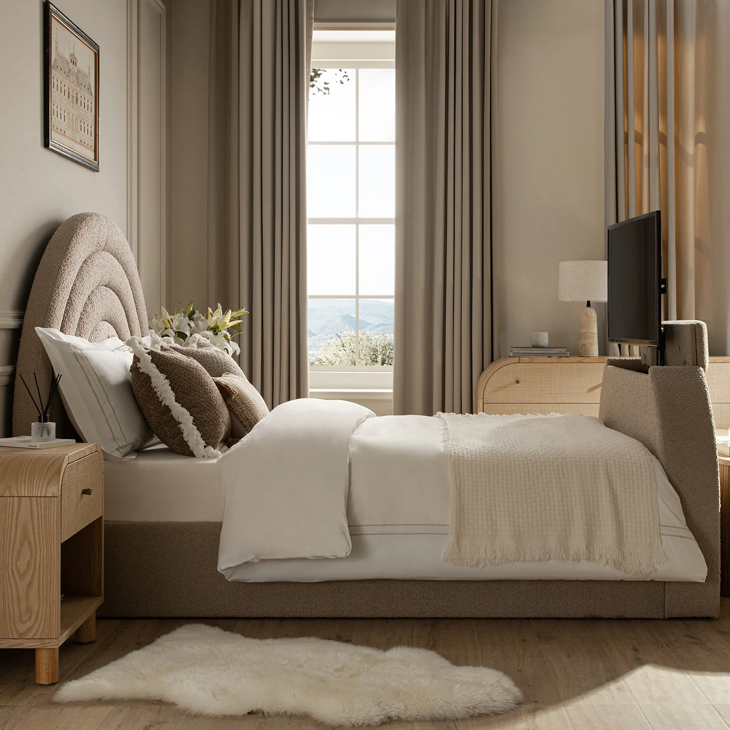Archer Taupe Boucle Ottoman TV Bed - Image 6