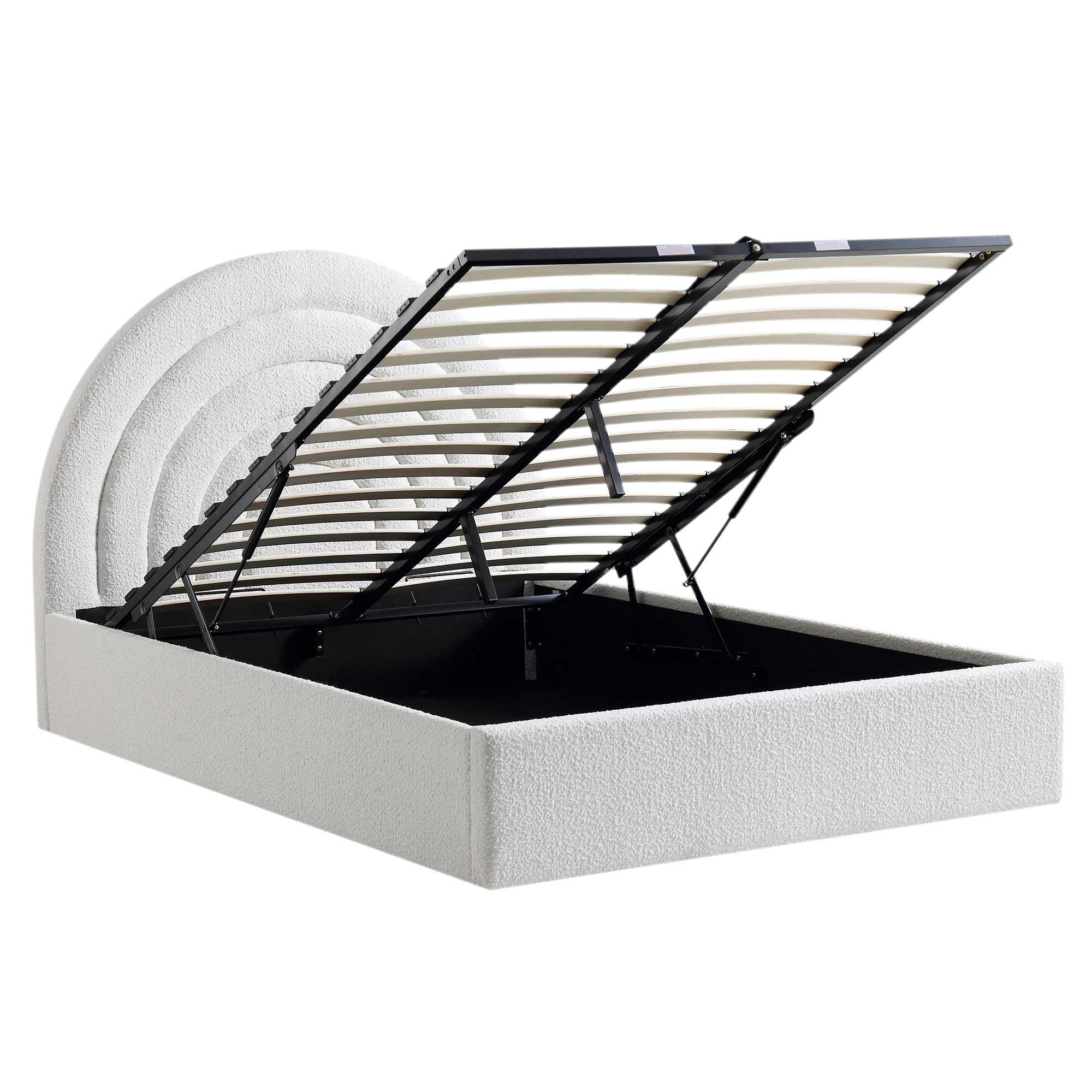 Archer White Boucle Ottoman Storage Bed - Image 4