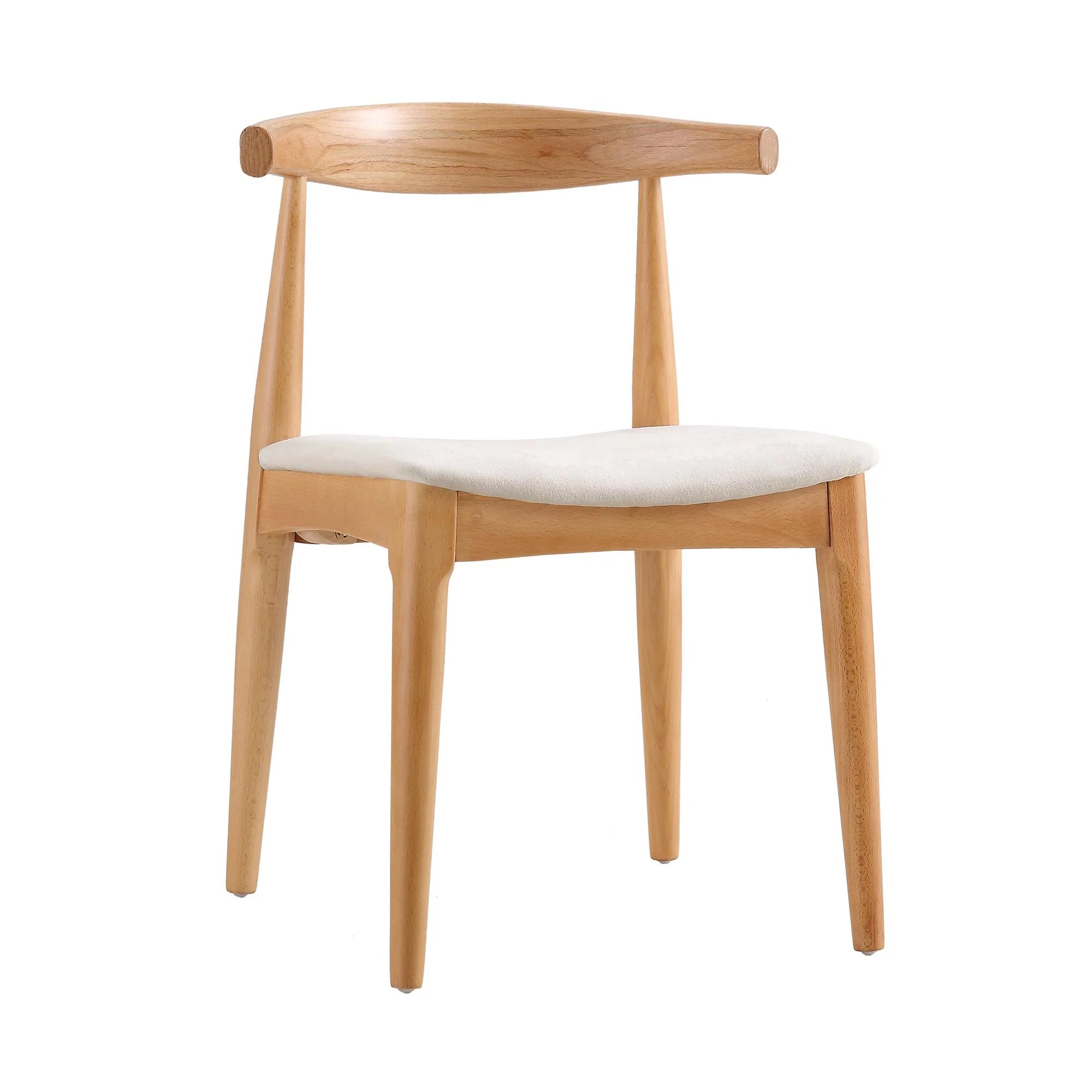 Arley Set of 2 Beech Wood Dining Chairs, Natural and Beige - Image 3