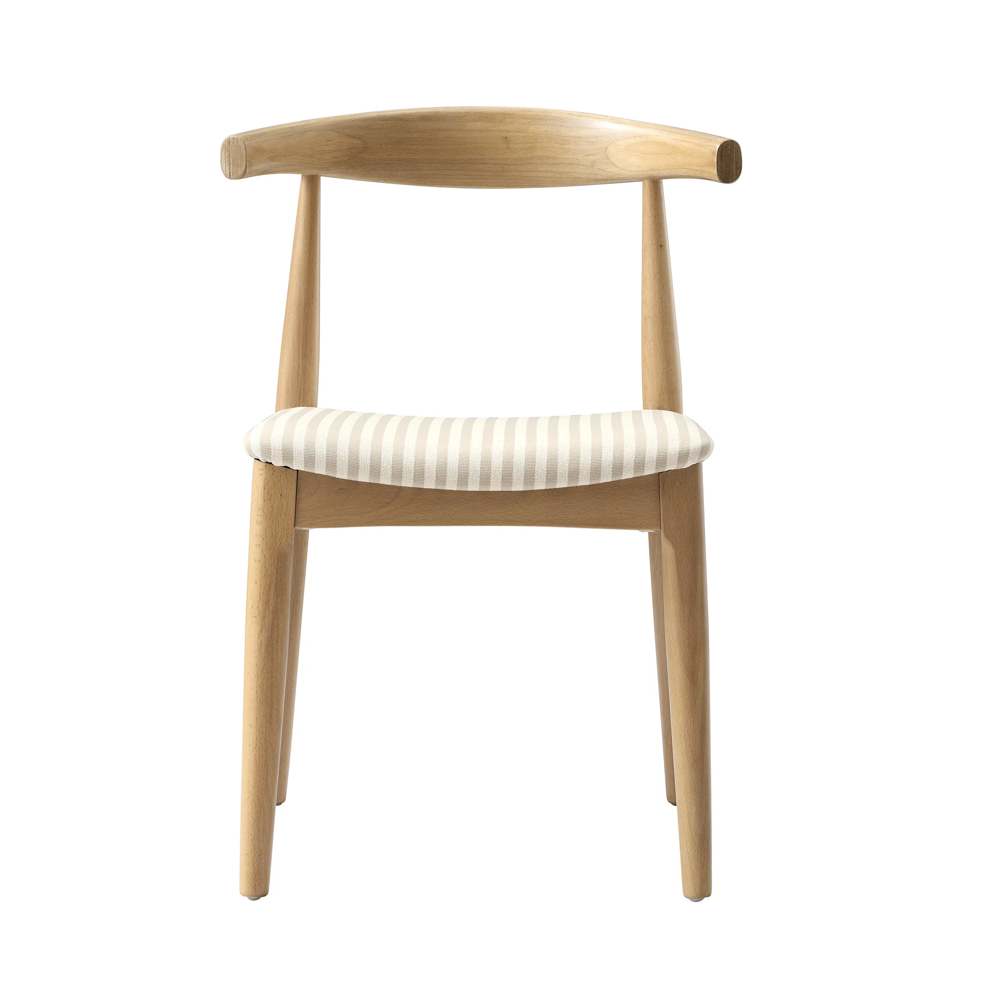 Arley Set of 2 Beech Wood Dining Chairs, Natural and Light Taupe Striped - Image 10