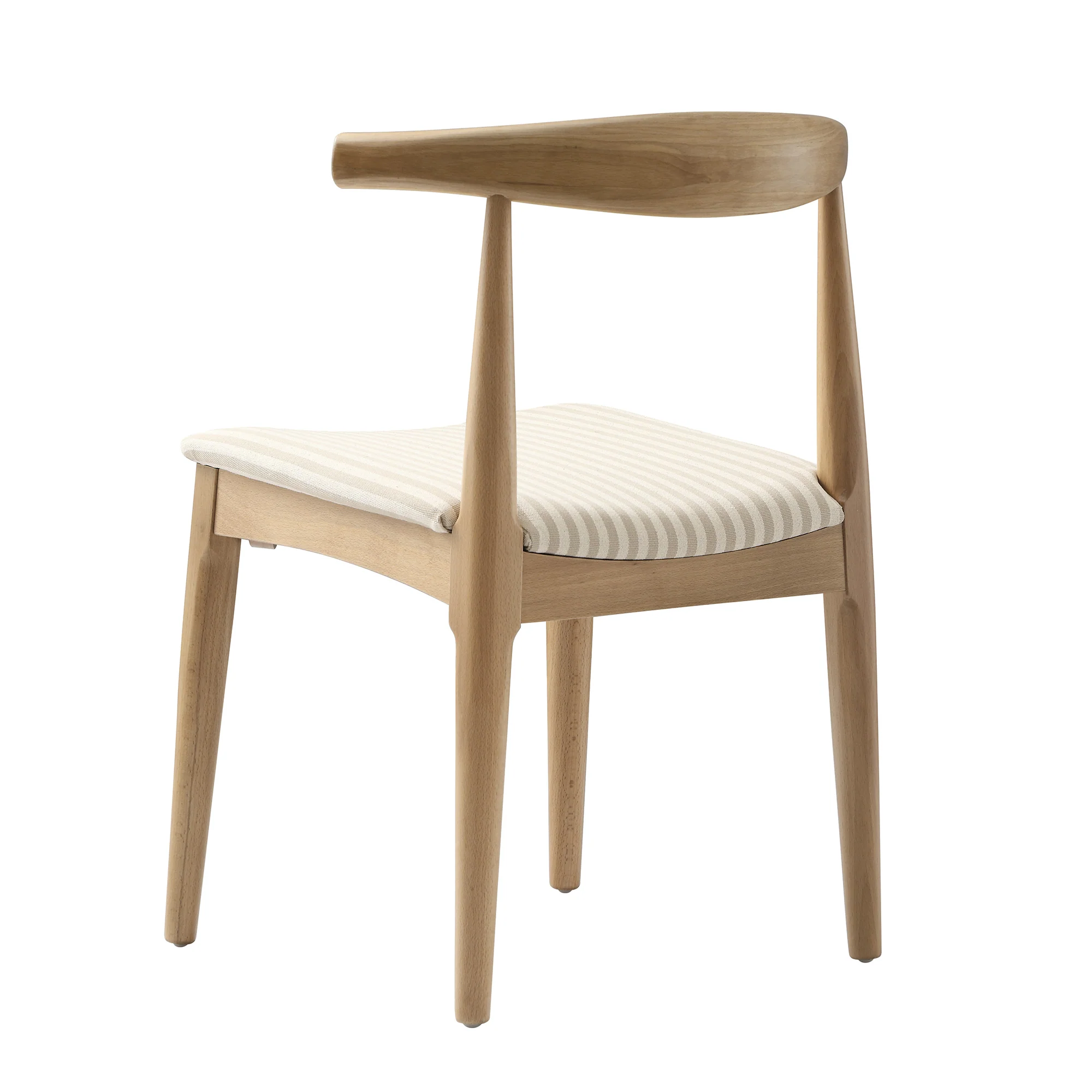 Arley Set of 2 Beech Wood Dining Chairs, Natural and Light Taupe Striped - Image 13