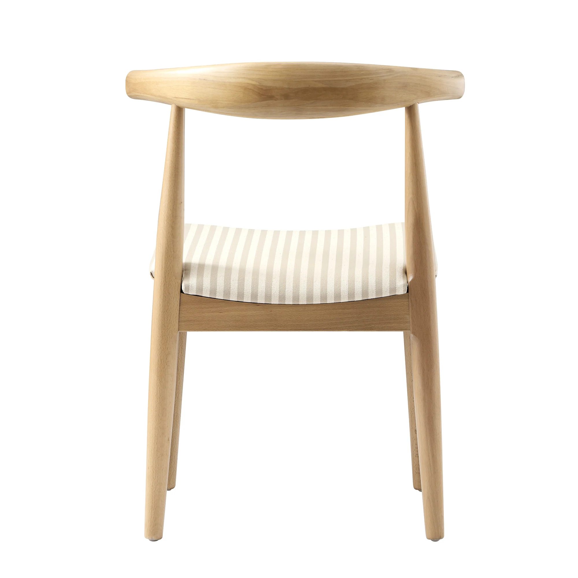 Arley Set of 2 Beech Wood Dining Chairs, Natural and Light Taupe Striped - Image 14