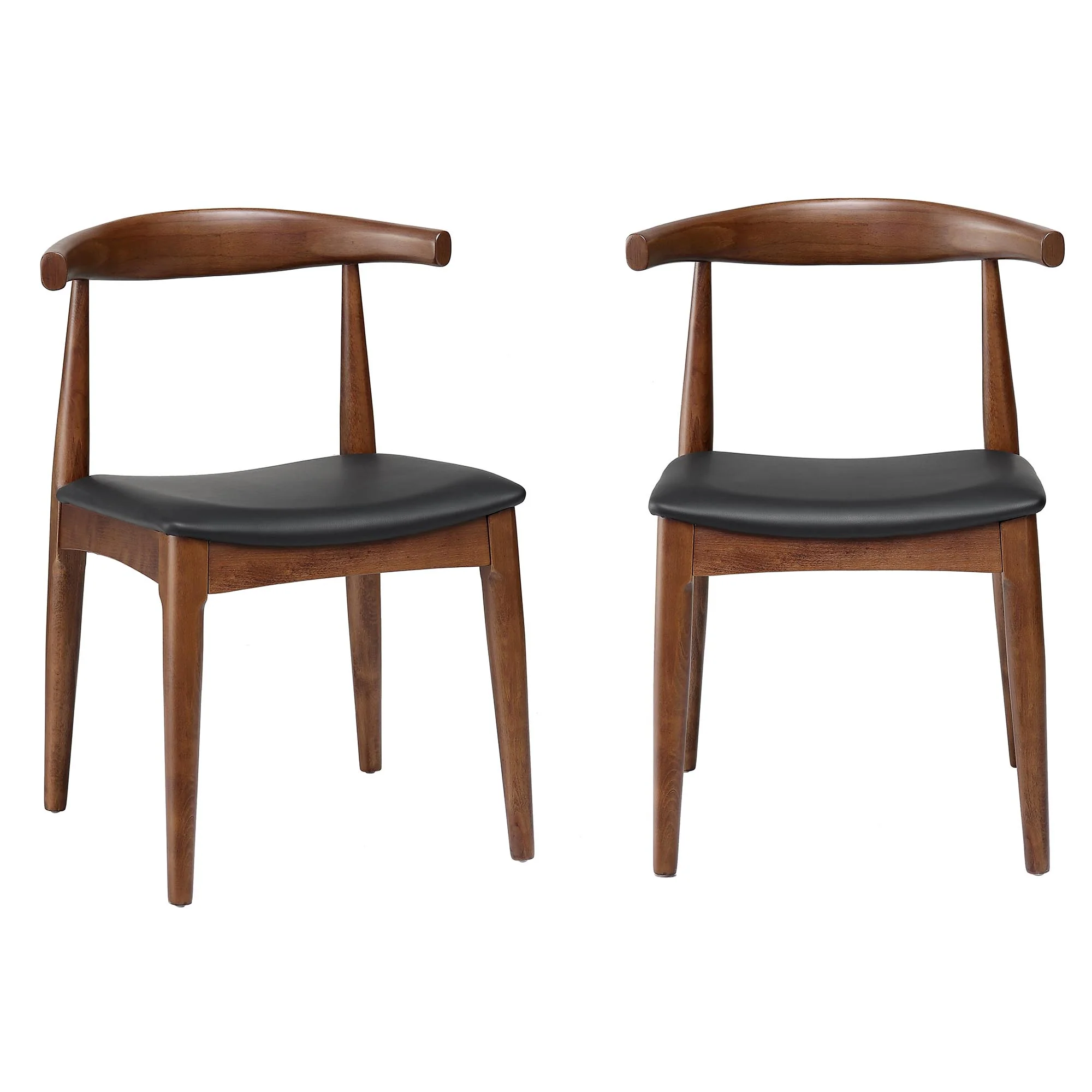 Arley Set of 2 Beech Wood Dining Chairs, Walnut and Black - Image 4