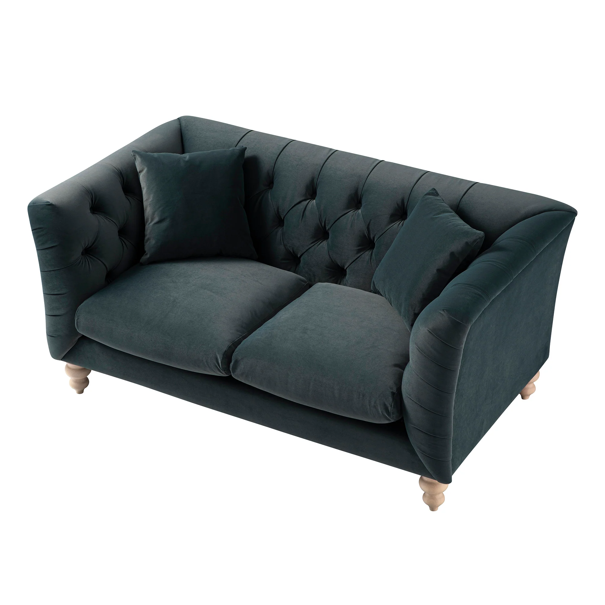 Ashby Chesterfield 2-Seater Sofa, Aegean Blue Velvet - Image 10
