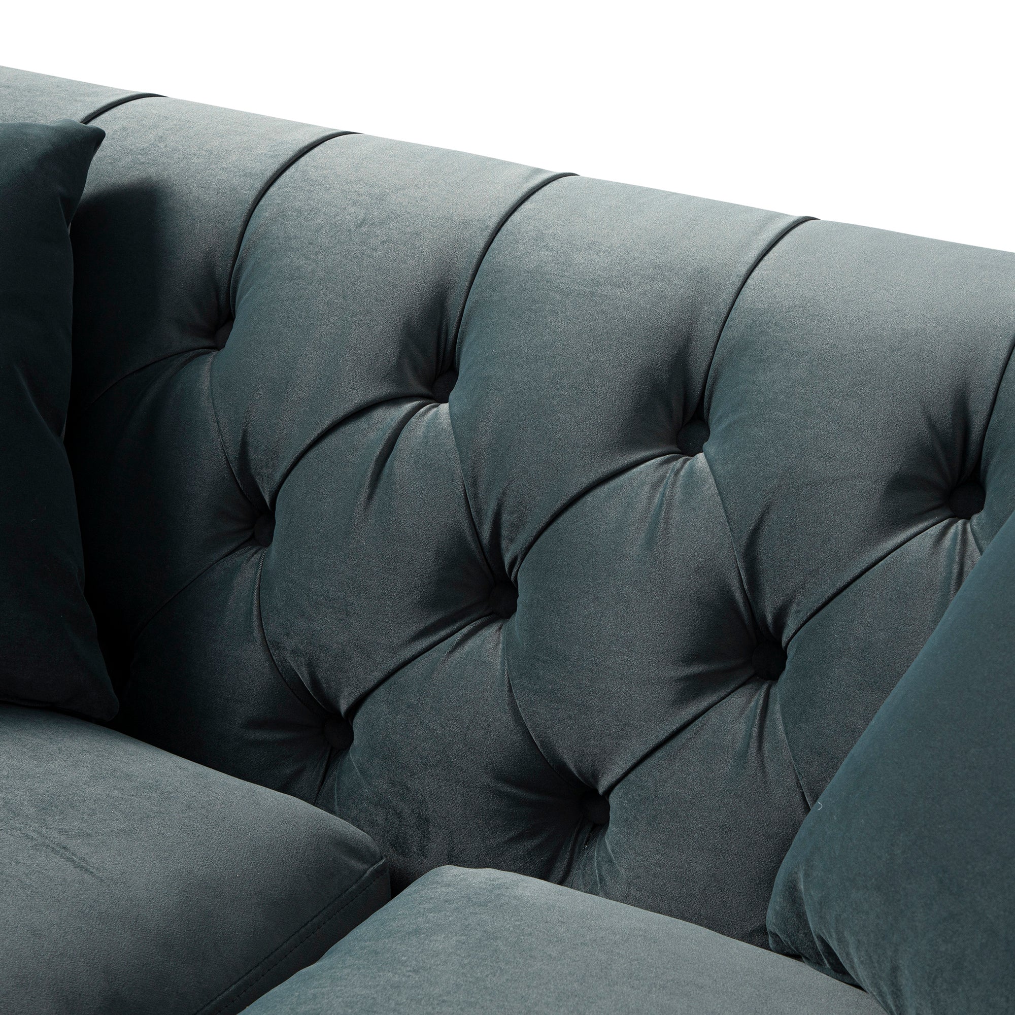 Ashby Chesterfield 2-Seater Sofa, Aegean Blue Velvet - Image 15