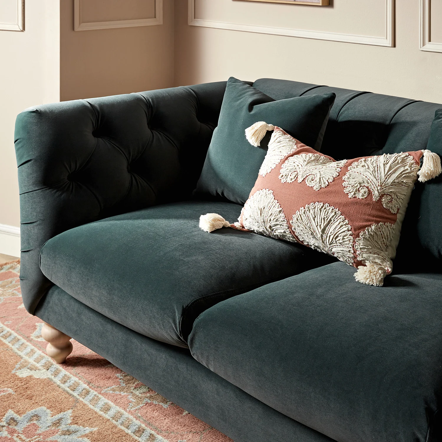 Ashby Chesterfield 2-Seater Sofa, Aegean Blue Velvet - Image 3