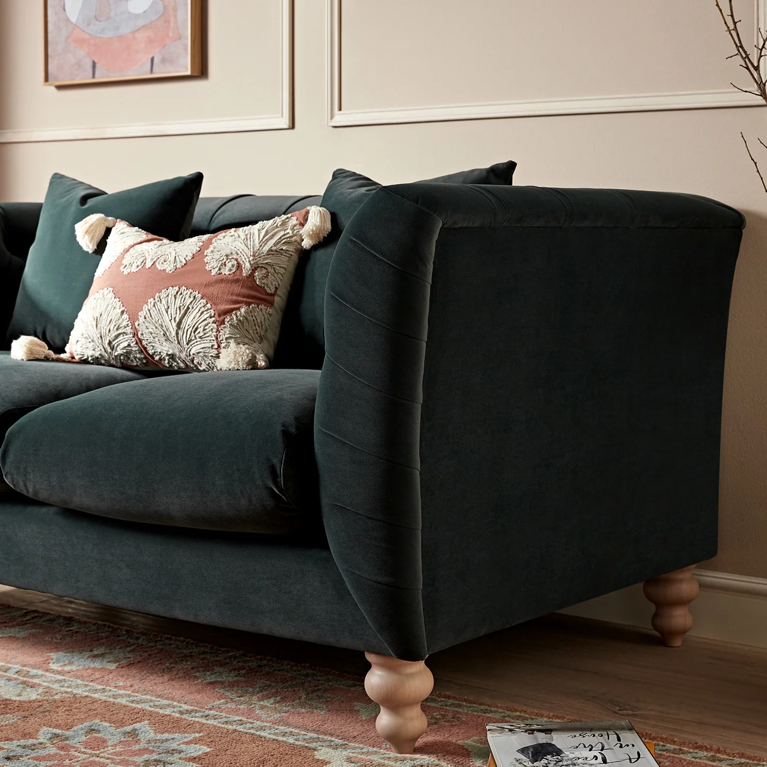 Ashby Chesterfield 2-Seater Sofa, Aegean Blue Velvet - Image 4