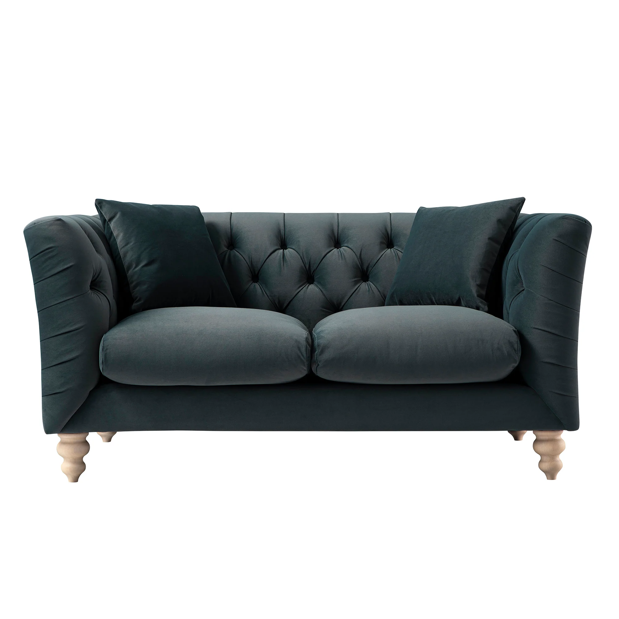 Ashby Chesterfield 2-Seater Sofa, Aegean Blue Velvet - Image 6