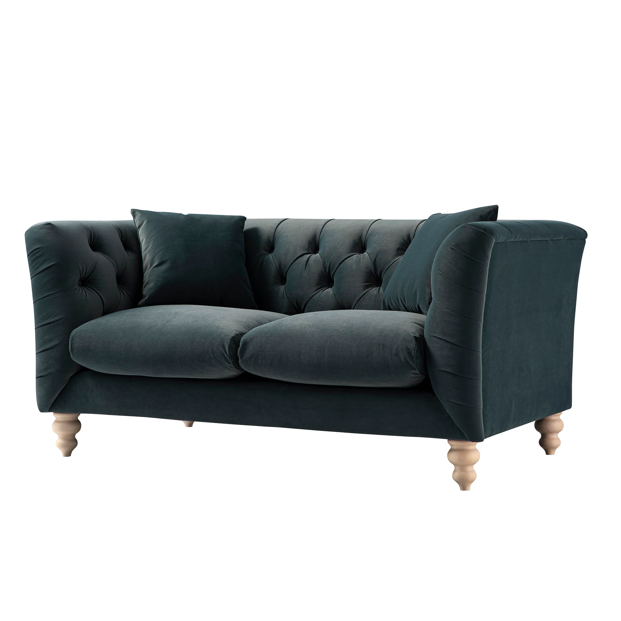 Ashby Chesterfield 2-Seater Sofa, Aegean Blue Velvet - Image 7