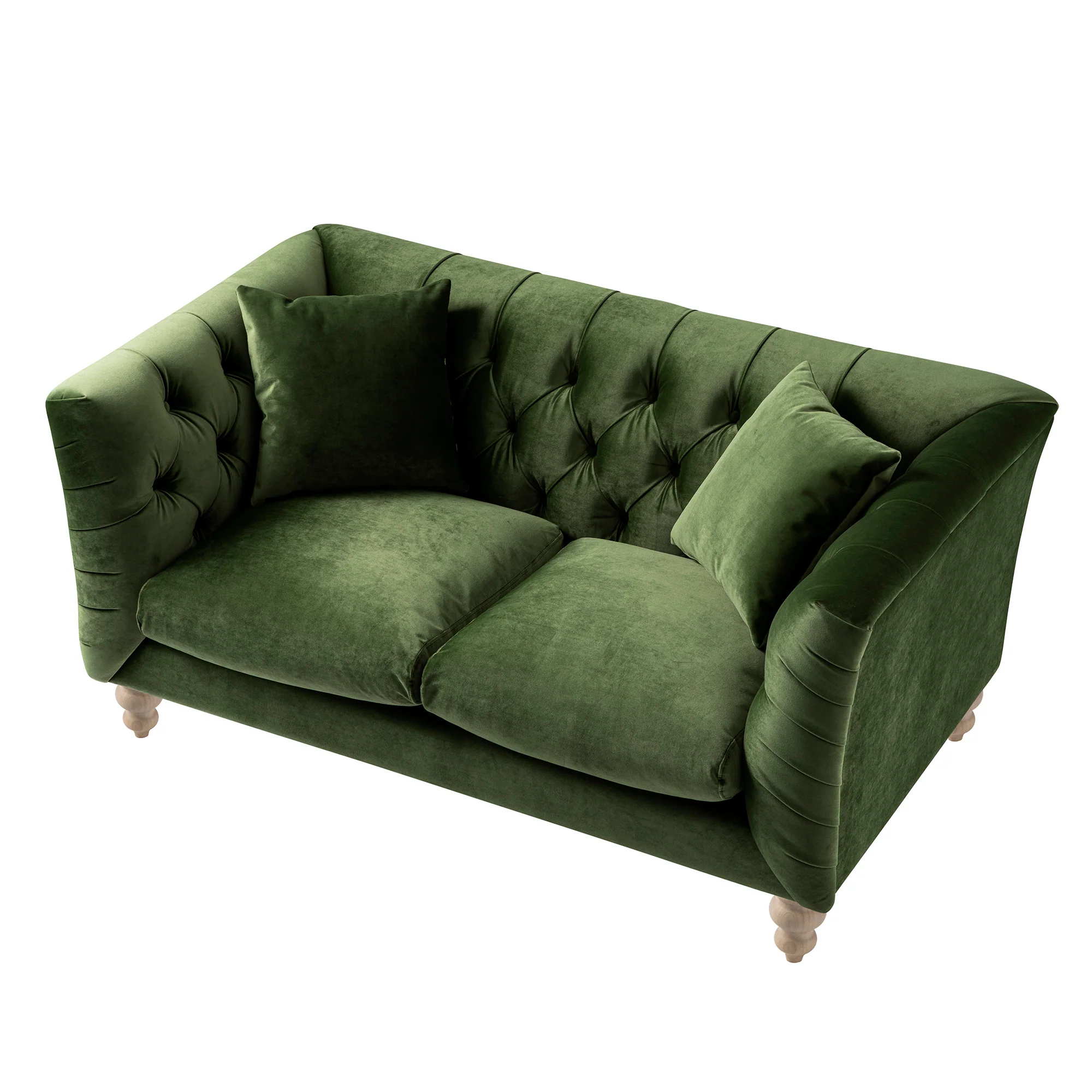 Ashby Chesterfield 2-Seater Sofa, Fern Green Velvet - Image 11