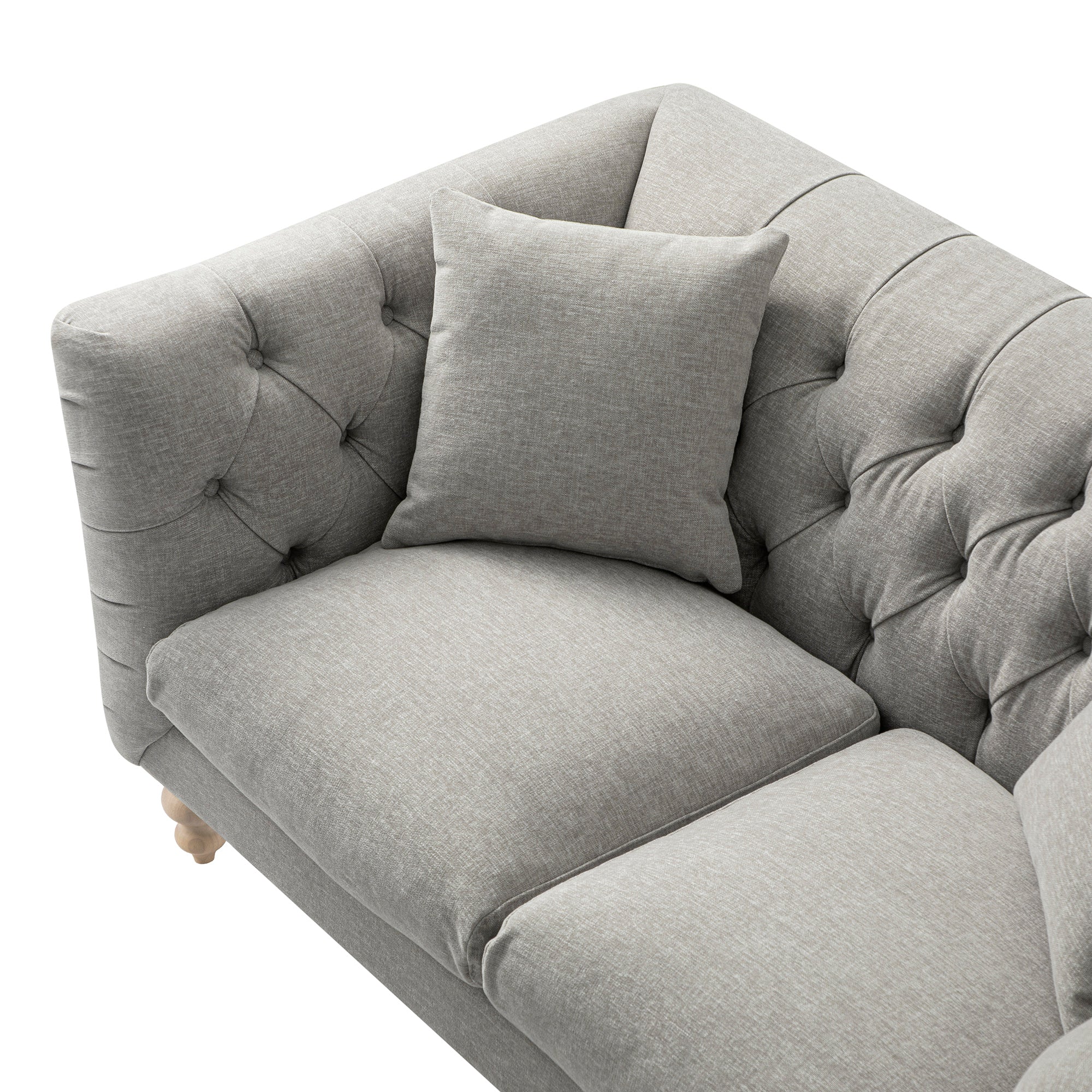 Ashby Chesterfield 2-Seater Sofa, Mist Grey Chenille - Image 15