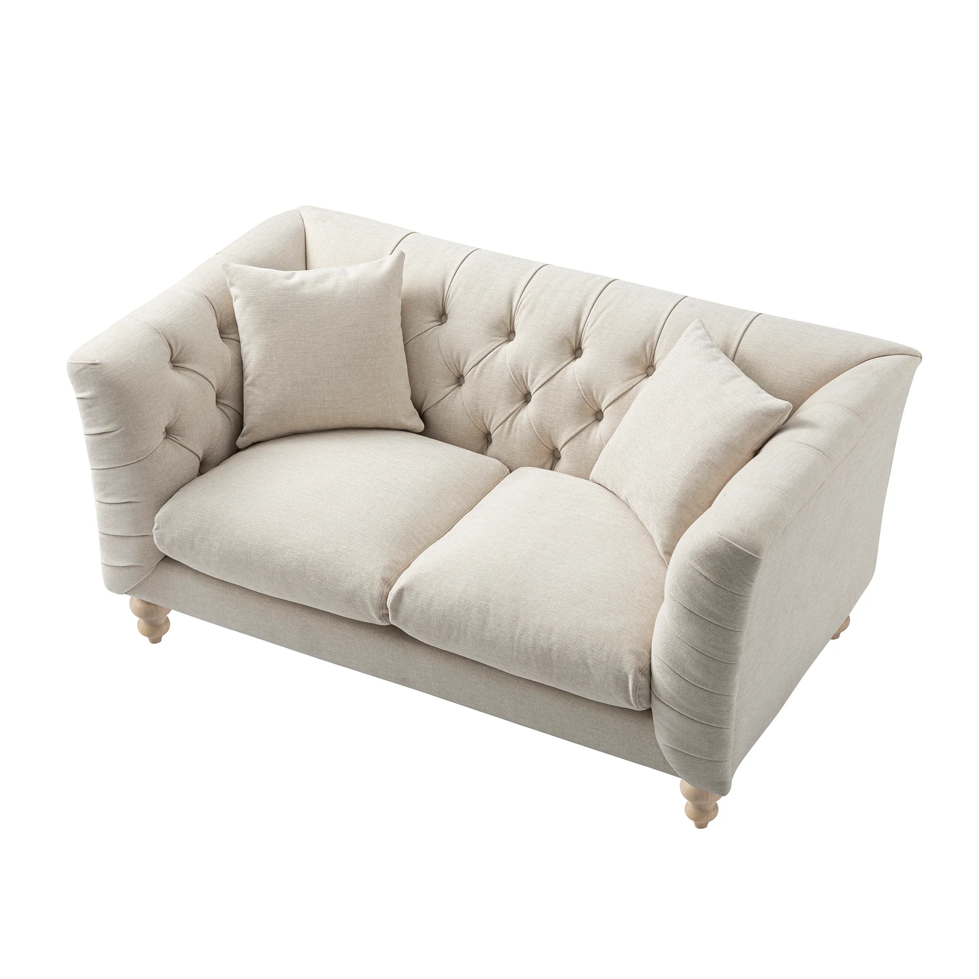 Ashby Chesterfield 2-Seater Sofa, Oatmeal Chenille - Image 11
